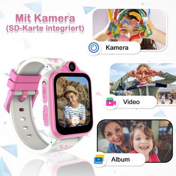 IOWODO Smartwatch (1,69 Zoll, 2G, Nano SIM Card), Kinder 2G SOS Smartwatch mit Kamera, Spiele - Jungen/Mädchen 3-12J