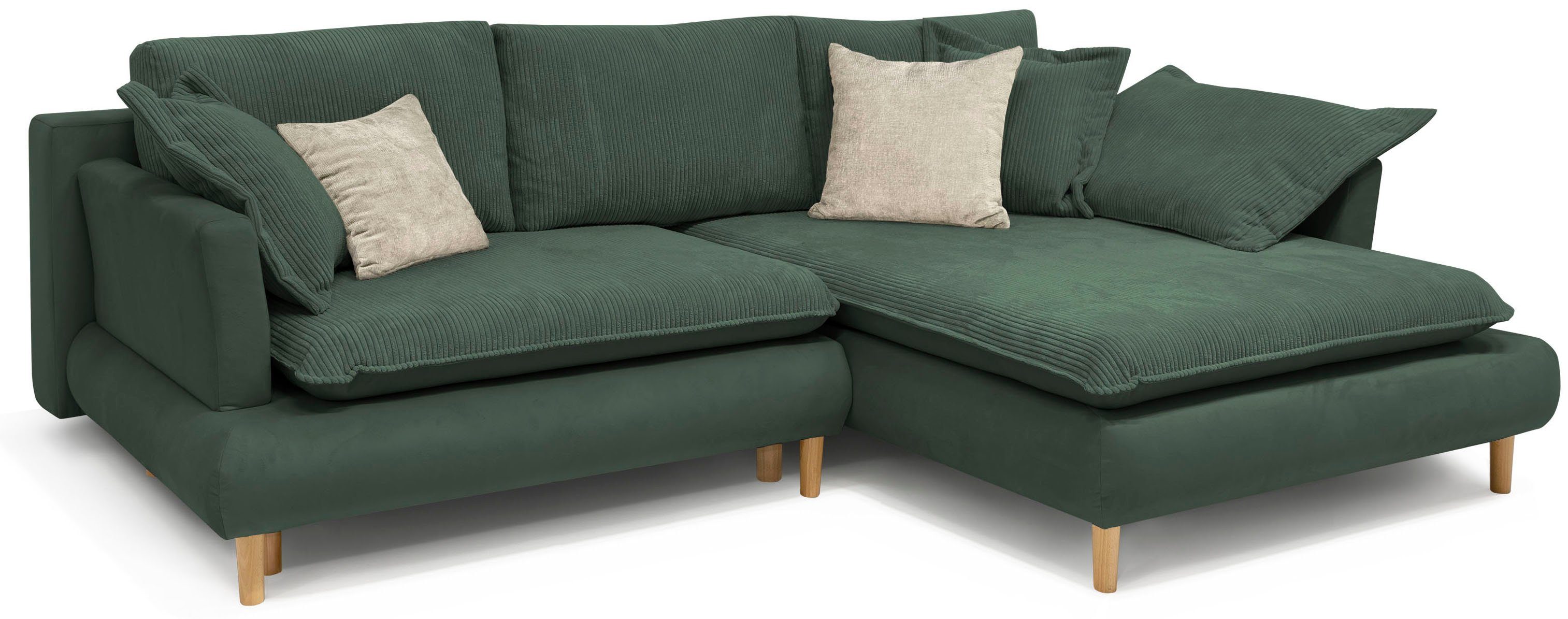 COLLECTION AB Ecksofa Mandela L-Form, B: 264 cm, Bettfunktion, Bettkasten & 5 Zierkissen, Federkern