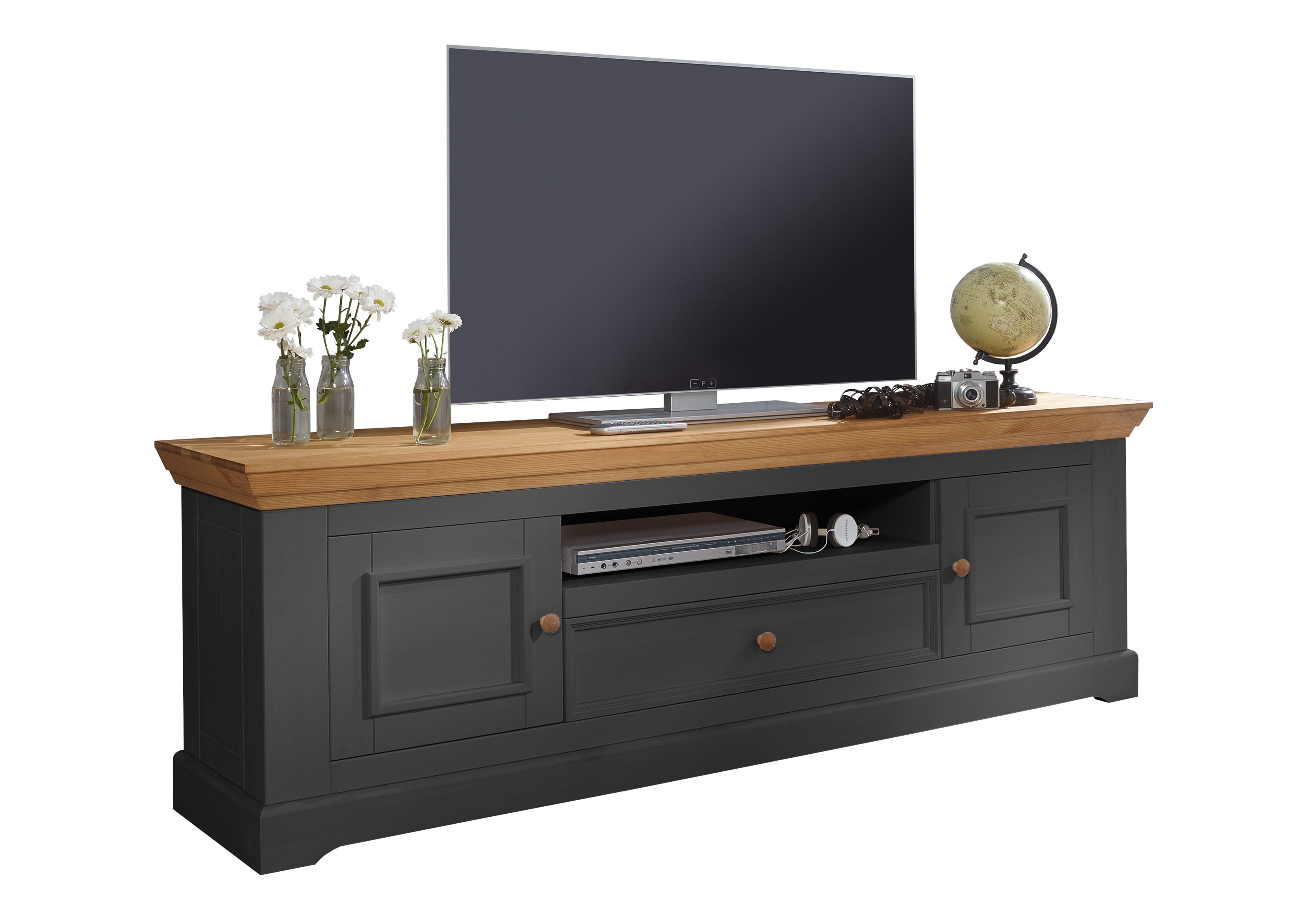 Woodroom Lowboard Oslo, B/H/T: 189/63/42cm, Kiefer weiß oder grau gewachst