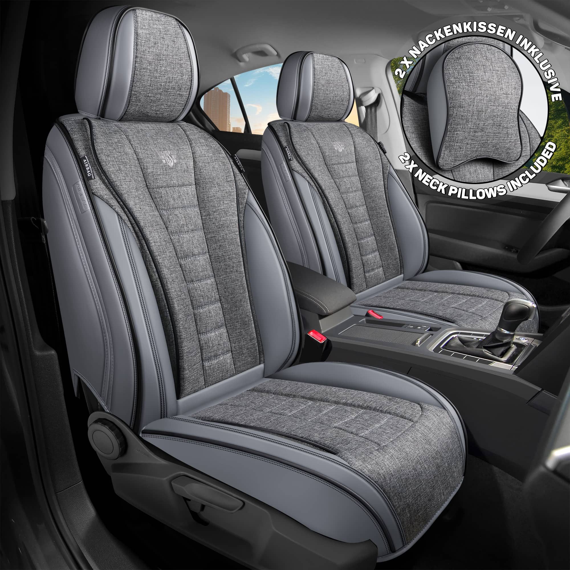 BREMER SITZBEZÜGE Autositzbezug für Peugeot 206 206+ Bj 1998-12 (NL2), Set, Schonbezüge Sitzbezüge Fahrer und Beifahrer, in Grau