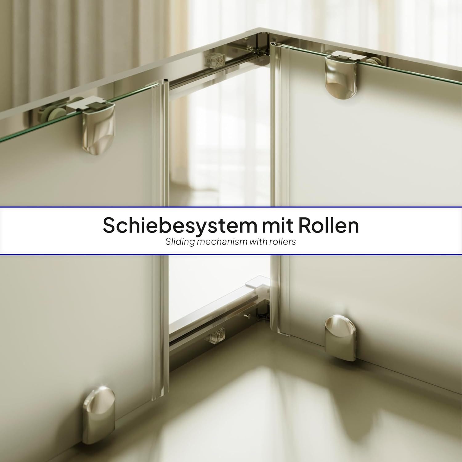 i-flair Eckdusche Schiebetür Duschkabine DIANA aus satiniertem 6 mm ESG, BxT: 70x70 cm, Einscheibensicherheitsglas, ohne Duschtasse, mit hochwertigen Aluminiump – Bild 5 von 5