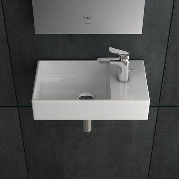 Alpenberger Waschbecken für Gäste WC & Bad - Keramik Miniwaschbecken Washbasin (1-tlg, Spülbecken), Hängewaschbecken Eckig, Weiß, 45 cm Breit