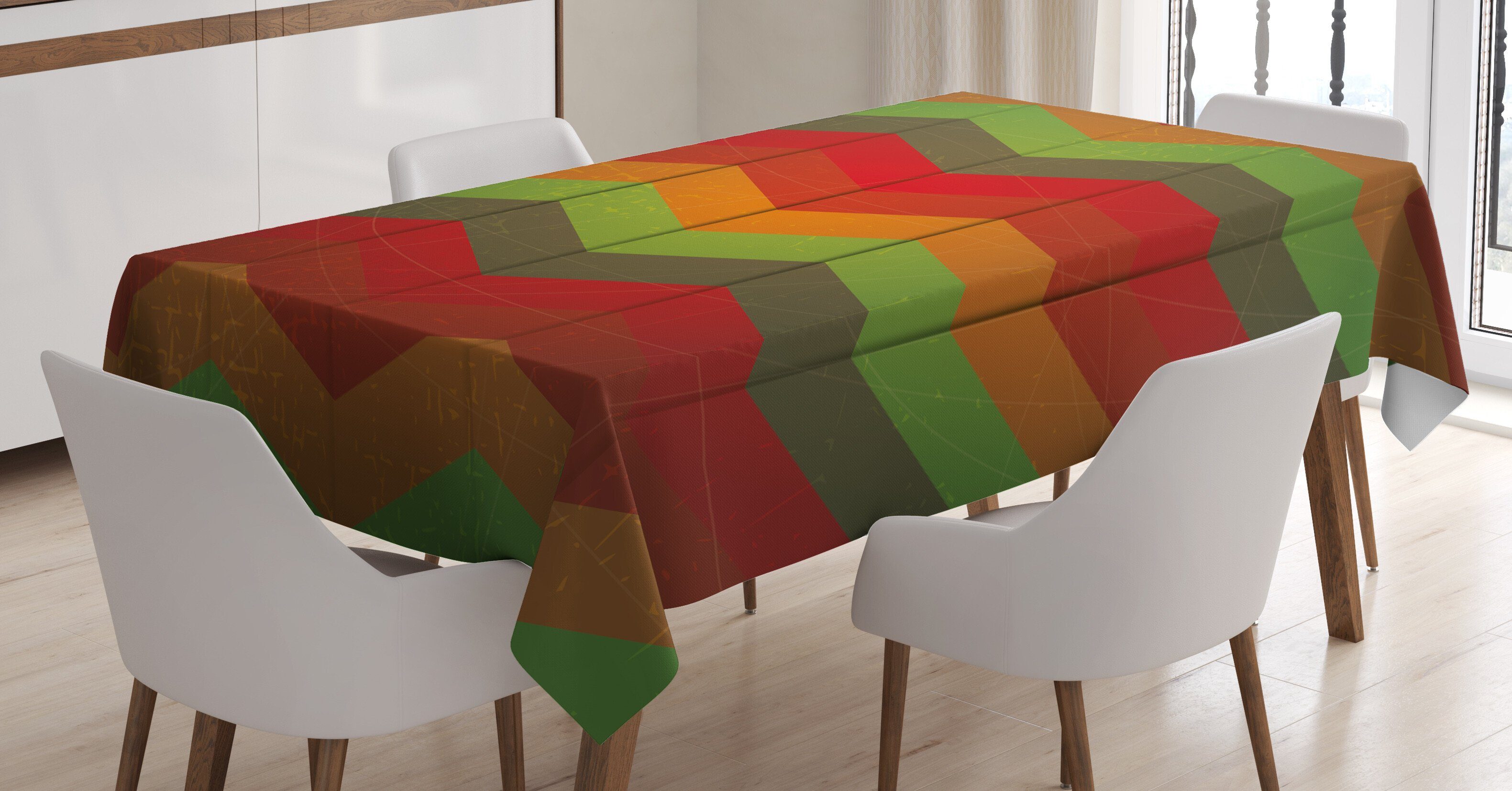 Abakuhaus Tischdecke Farbfest Waschbar Für den Außen Bereich geeignet Klare Farben, afrikanisch Abstrakt Zigzag Striped