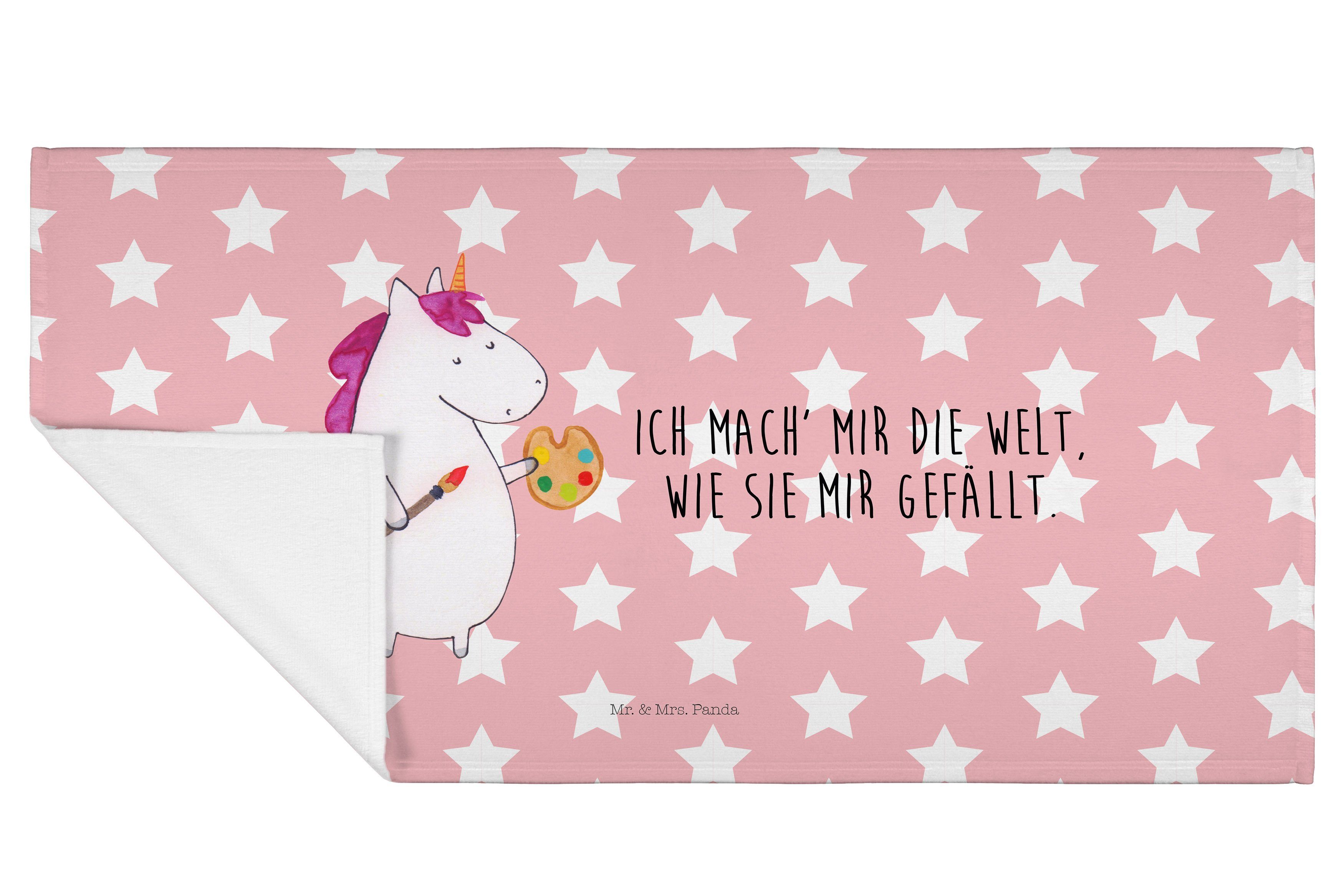 Handtuch Handtücher, Mr. Mrs. Rot - Künstler Einhorn Kinder, Panda & groß, (1-St) - Geschenk, Pastell