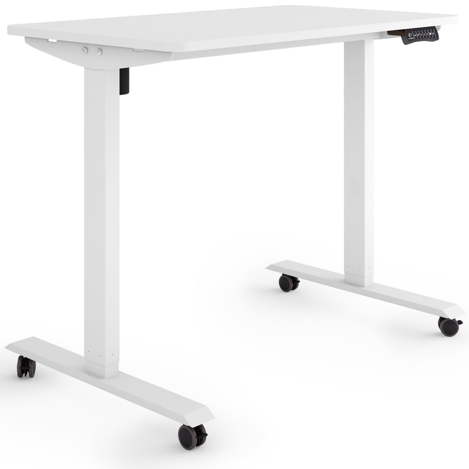 ESMART Schreibtisch ESMART Germany, ETX-121 Elektrisch höhenverstellbarer Schreibtisch Rahmen: Weiß auf Rollen / Tischplatte: 100 x 60 cm Weiß