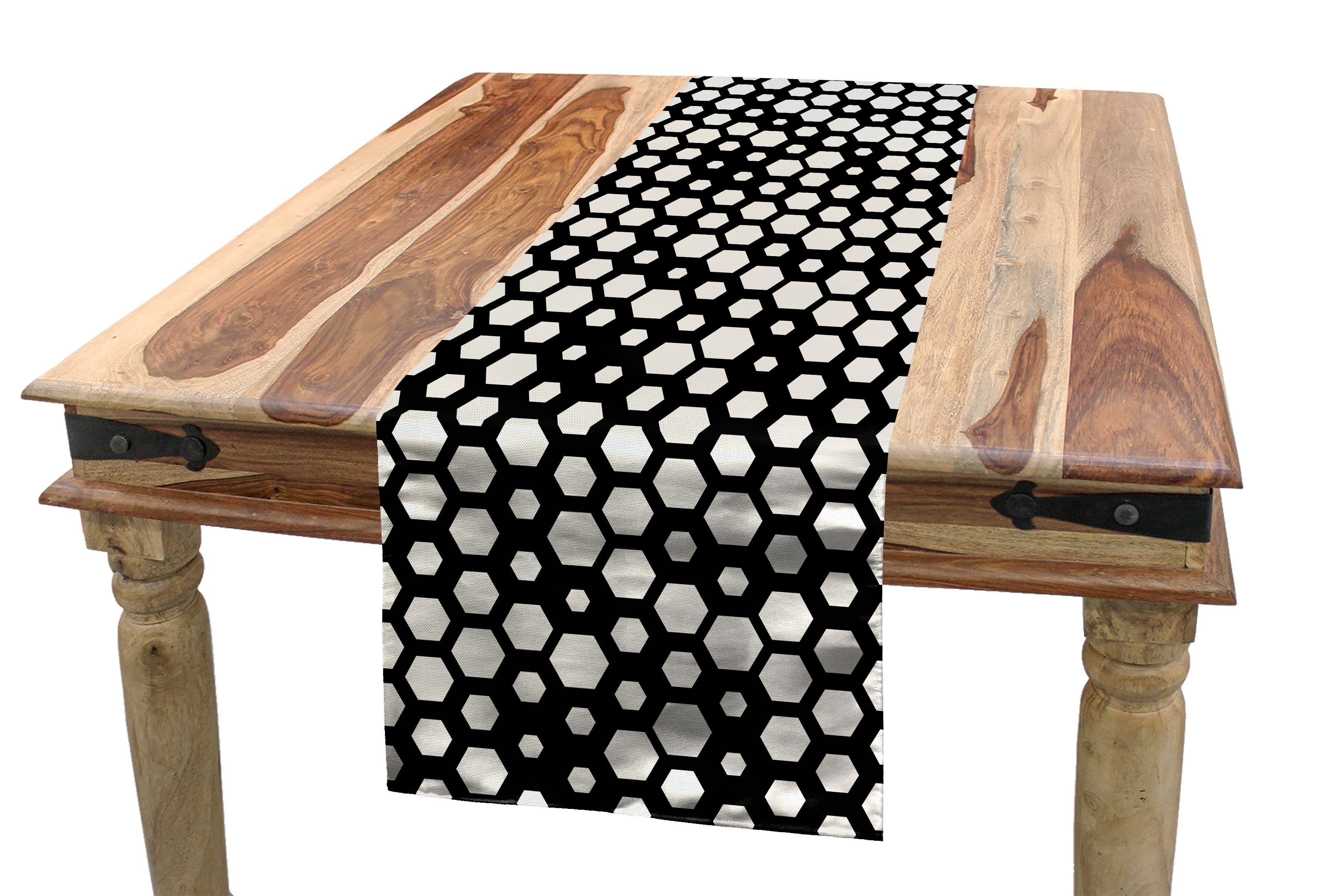 Abakuhaus Tischläufer Esszimmer Küche Rechteckiger Dekorativer Tischläufer, Abstrakt Simplistic Hexagons Entwurf