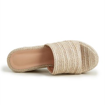 Rouemi Damen-Sommer-Sandalen, gewebte einfache Sandalen mit hohen Absätzen Sandalette
