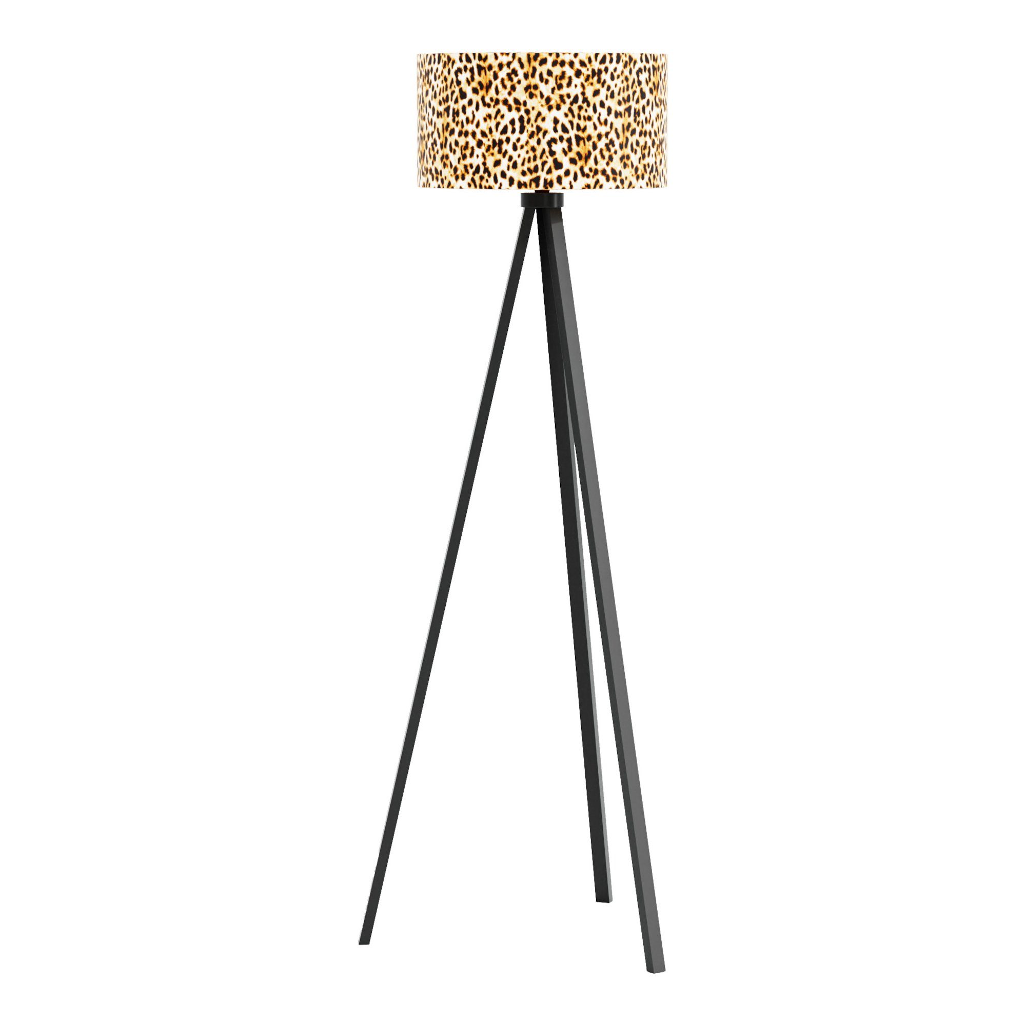 lux.pro Stehlampe, ohne Leuchtmittel, »Royal Tunbridge Wells« Tripod 140cm Schwarz/Leopardenmuster