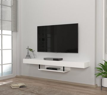 moebel17 TV-Regal TV Lowboard Hängend Alberes Weiß, modernes TV Lowboard in Weiß