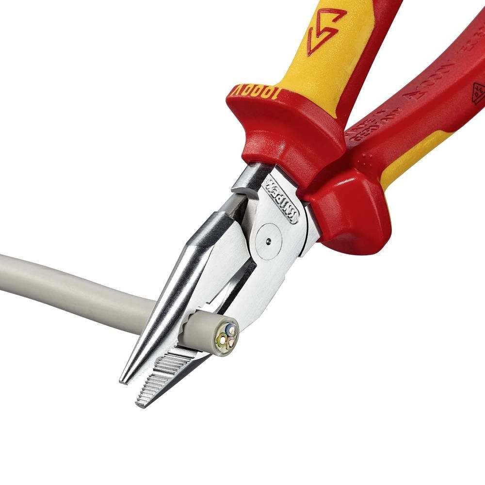 Knipex Spitzzange Spitz-Kombizange isoliert mit Mehrkomponenten-Hüllen 08 26 185