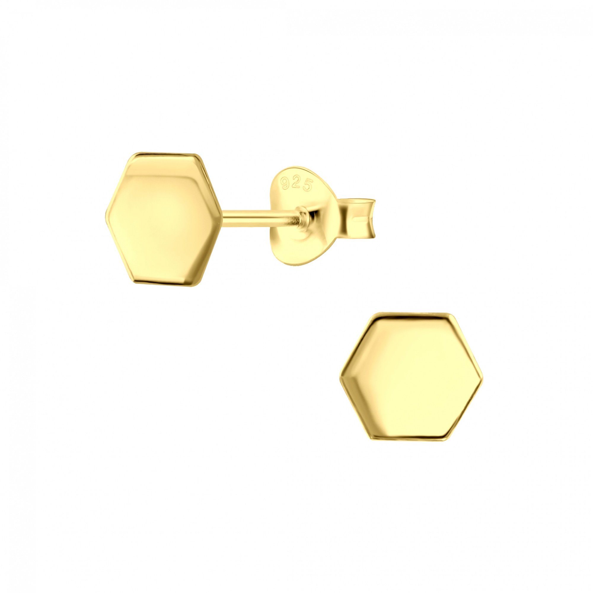 ALEXANDER YORK Paar Ohrstecker HEXAGON PLÄTTCHEN in Gold, 2-tlg. (Ohrstecker)