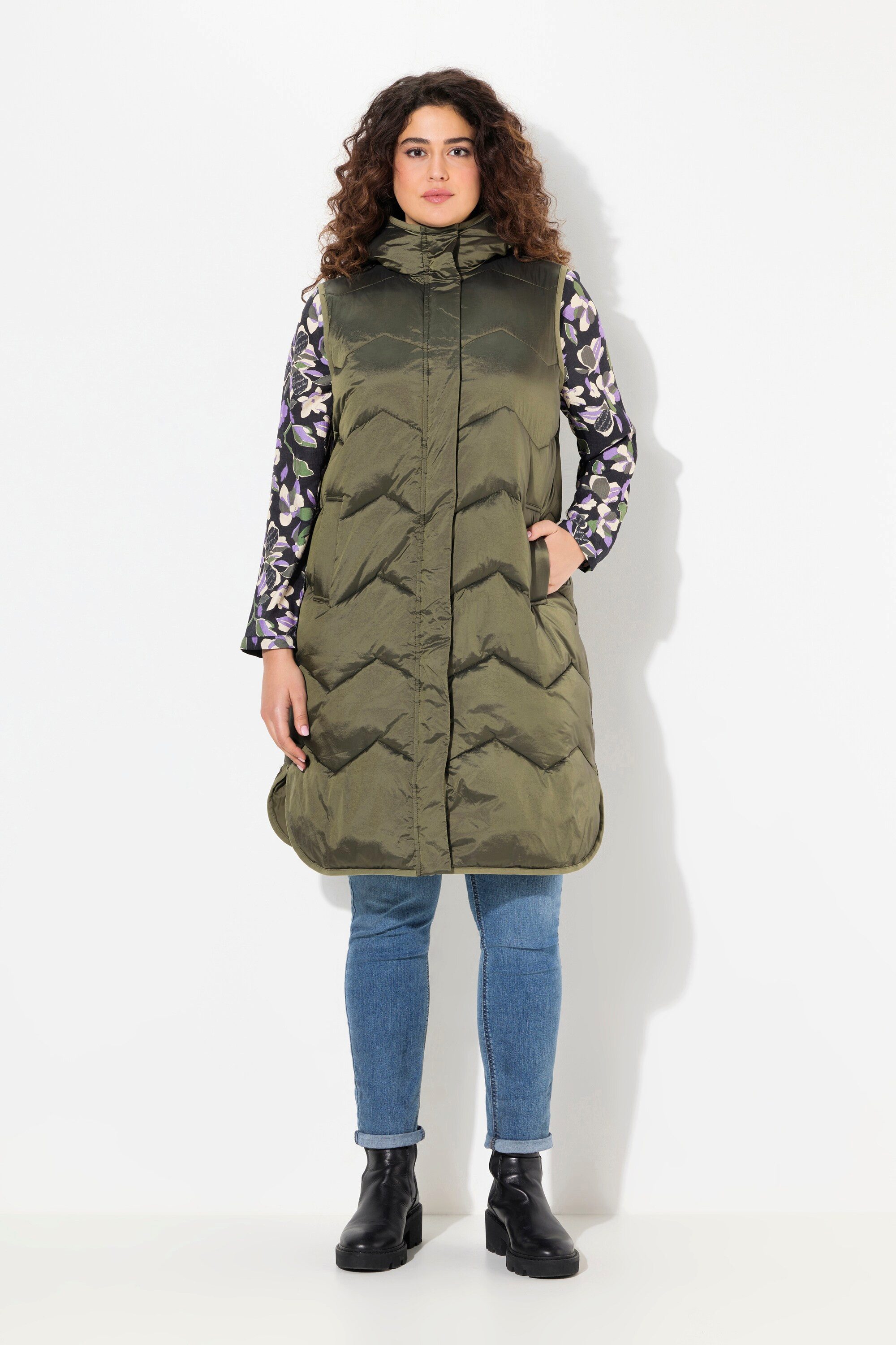 Ulla Popken Steppweste HYPRAR Funktions-Steppweste Kapuze Stehkragen günstig online kaufen