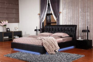 JVmoebel Bett Designer Schlafzimmer Doppelbett Bett Betten Leder Hotel Luxus