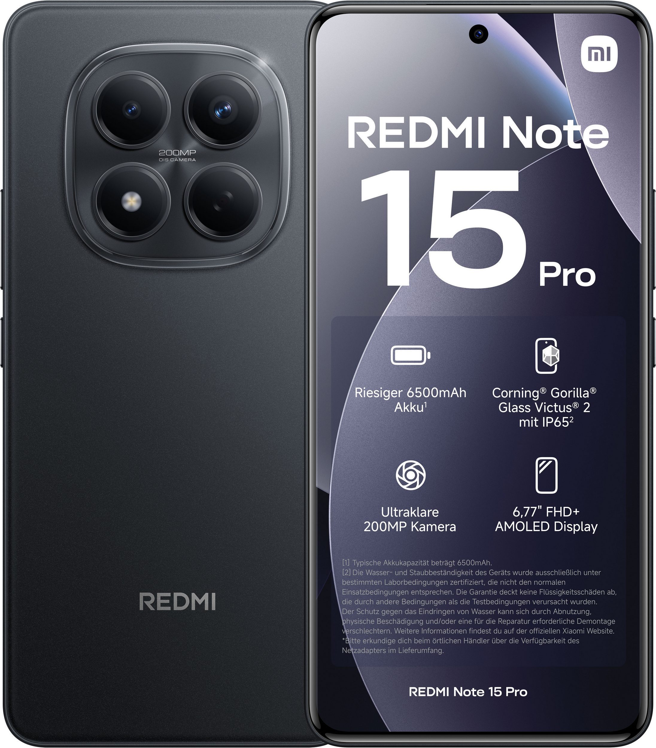 Xiaomi Redmi Note 15 Pro 12GB + 512GB Smartphone (17,2 cm/6.77 Zoll, 512 GB Speicherplatz, 200 MP Kamera, Akkukapazität 6500 mAh)