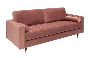 LebensWohnArt Sofa Modernes 3er Sofa 220cm COMFORT alt-rosa Samt Federkern