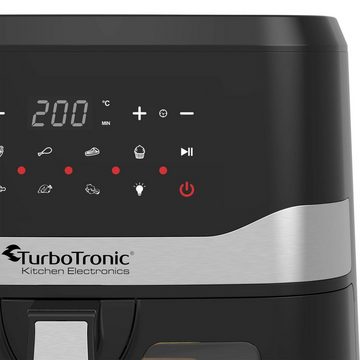 TurboTronic by Z-Line Heißluftfritteuse 7,5 Liter, 8 Programme, XXL Fritteuse Fettfrei ohne Öl, 83°C - 200°C, 1800 W, Airfryer, 83°C – 200°C Power AF7W