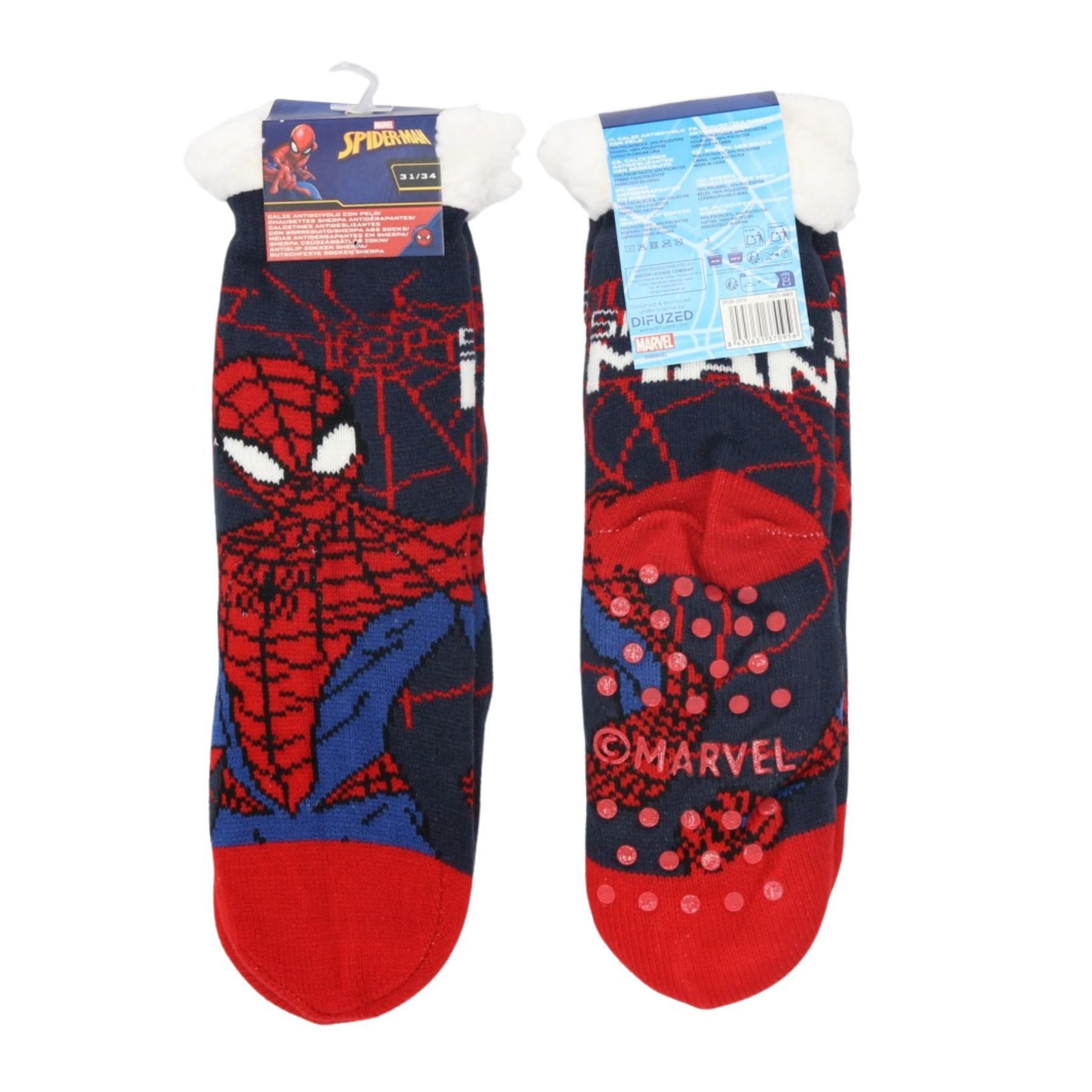 Spiderman Socken 1-Paar Sherpa Kinder Socke mit ABS Sohle warm und weich