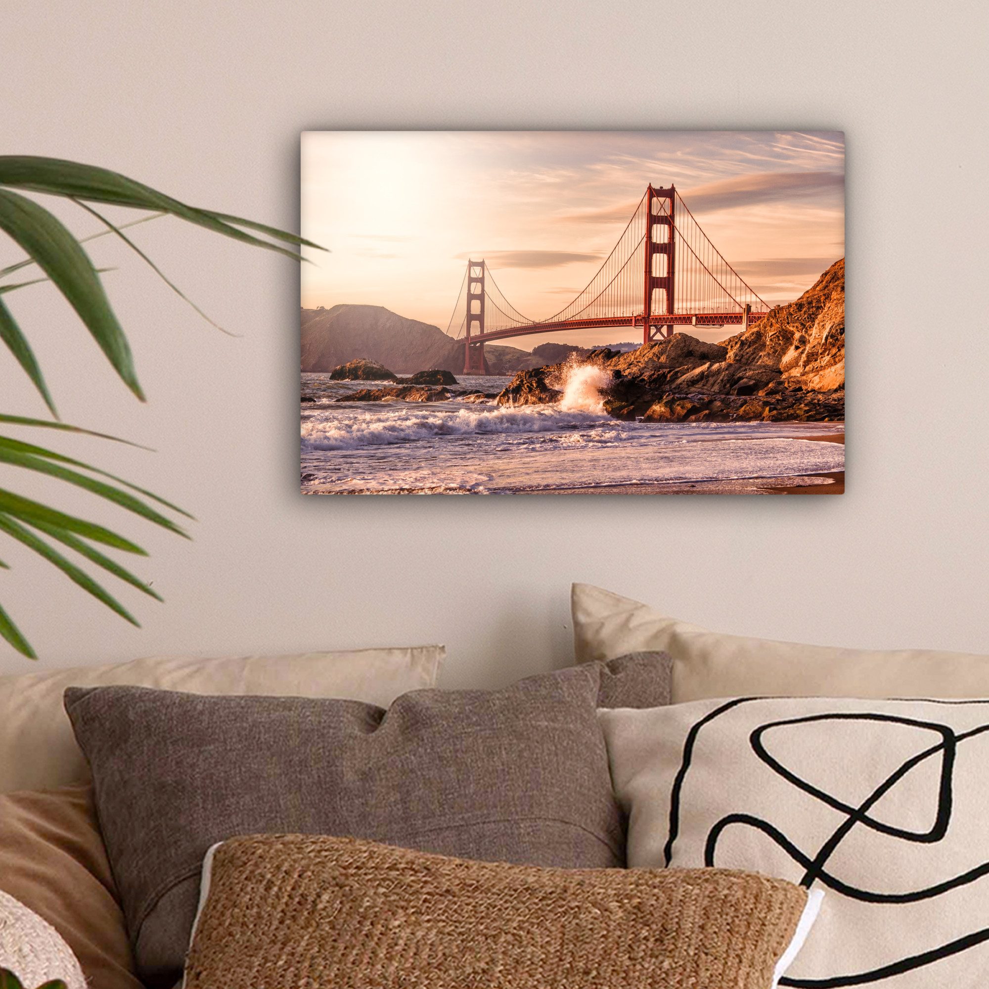 OneMillionCanvasses® Leinwandbild San Francisco - Brücke - Sonne, Fotodruck günstig online kaufen