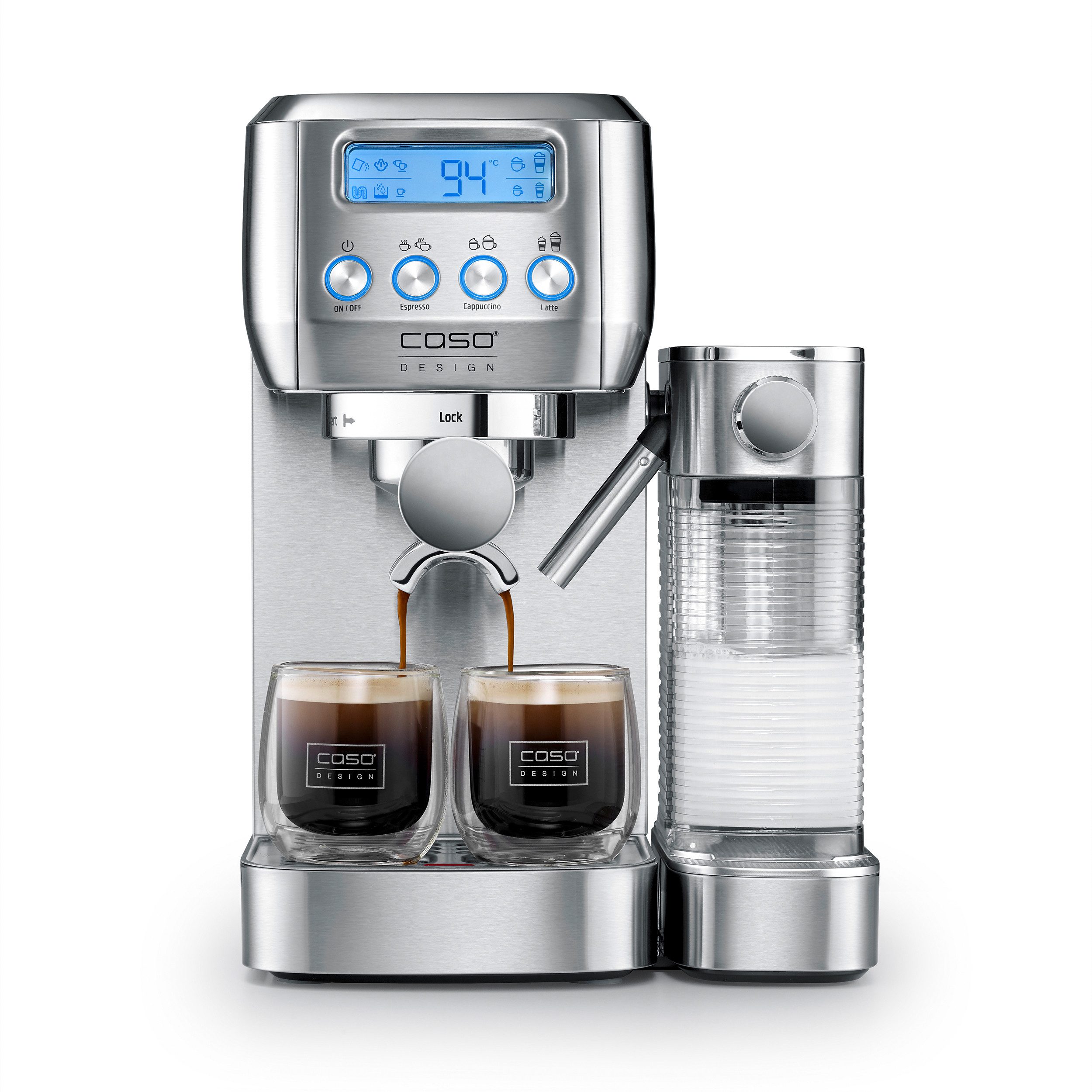 Caso Siebträgermaschine EspressoGourmet Latte, 1350 Watt, 20 Bar