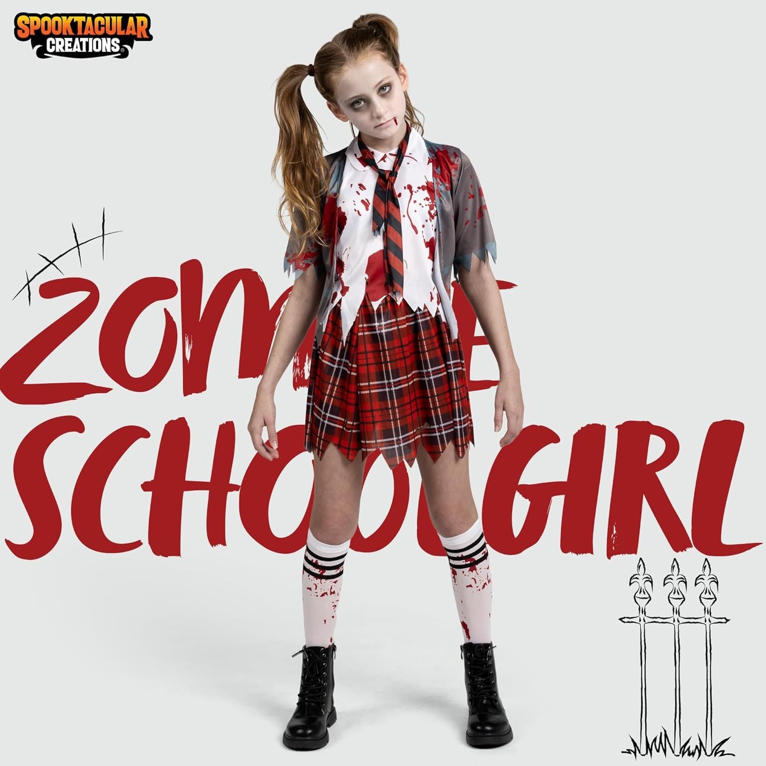 Spooktacular Creations Zombie-Kostüm Spooktacular Creations Zombie Schulmädchen, Mädchen Halloween