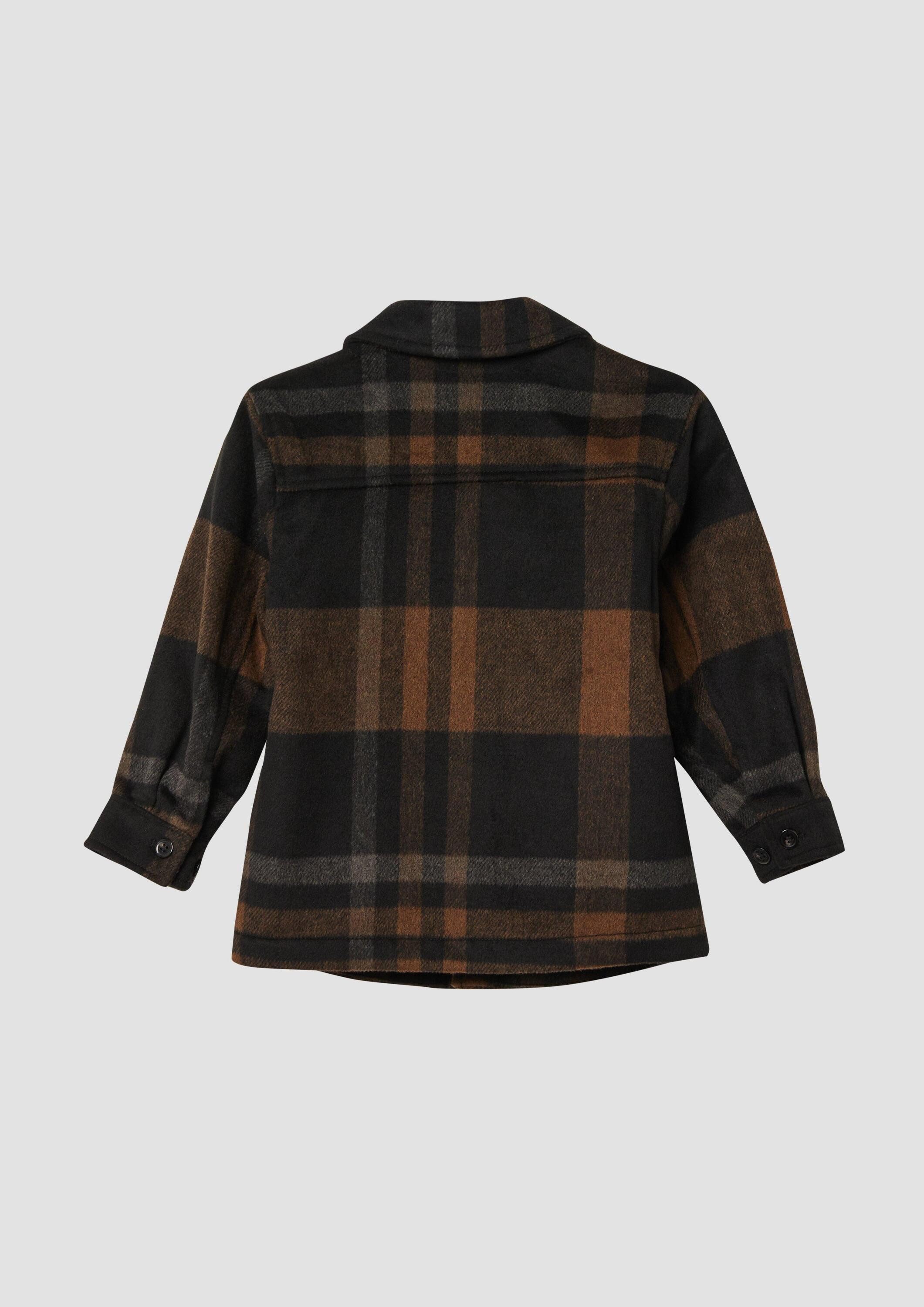 s.Oliver Hemdjacke Indoor-Jacke Kariertes Overshirt in Woll-Optik