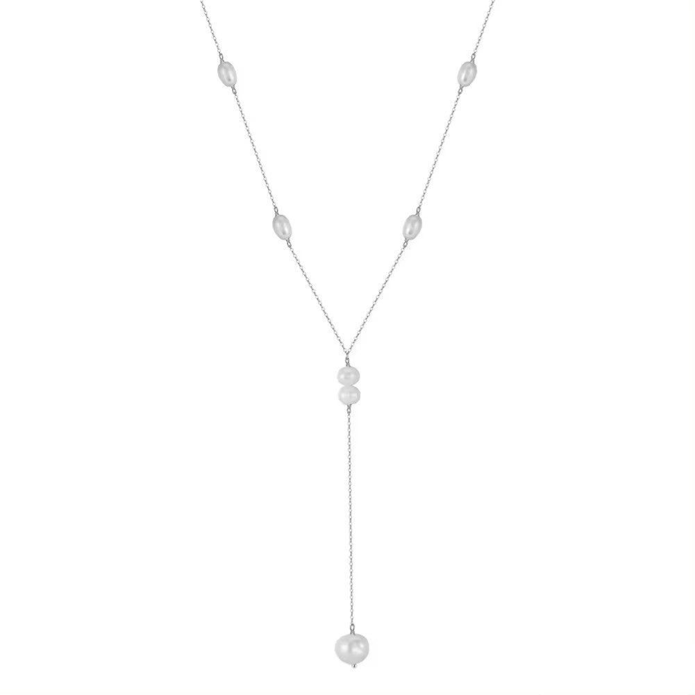 Runde Perlé Perlenkette Marie, lange Halskette, Süßwasserperlen, 925er Silb günstig online kaufen