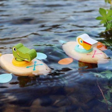 Small Foot Badespielzeug Wasserspielzeug Aufzieh-Kanu Pelikan (1-tlg), nachhaltige Badespielzeug-Alternative