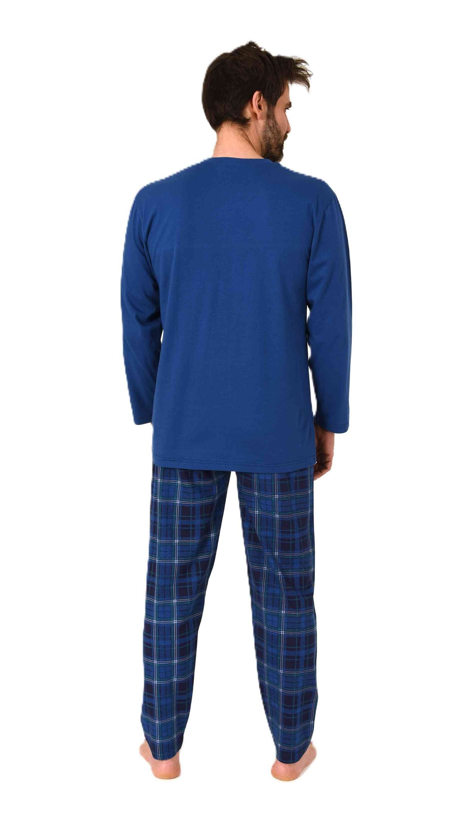 Normann Pyjama Normann Herren Schlafanzug lang mit karierter Pyjama Hose – Bild 3 von 4