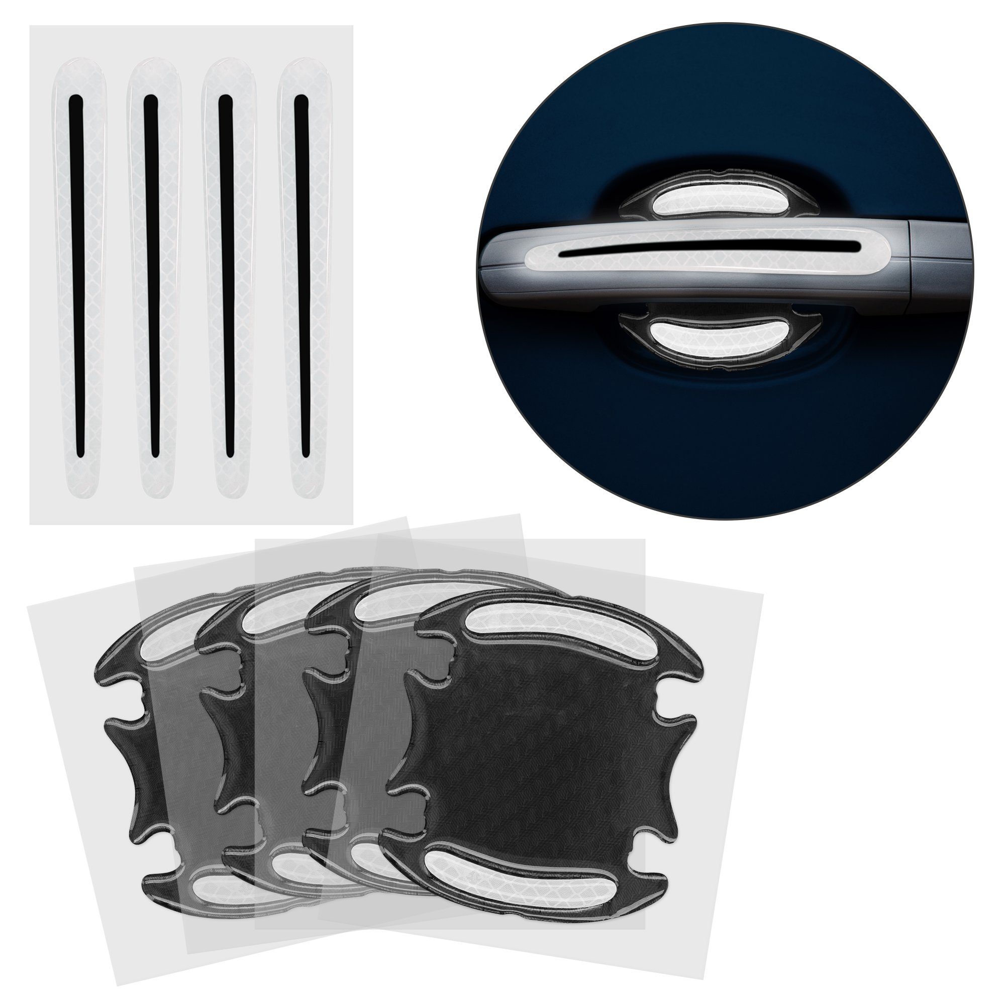 kwmobile Schutzfolie 8x Universal Auto Türgriff Lackschutzfolie, (8-St), Folie selbstklebend Schutzfolie Griffmulden und Griff 9,1 x 8,3 + 13 x