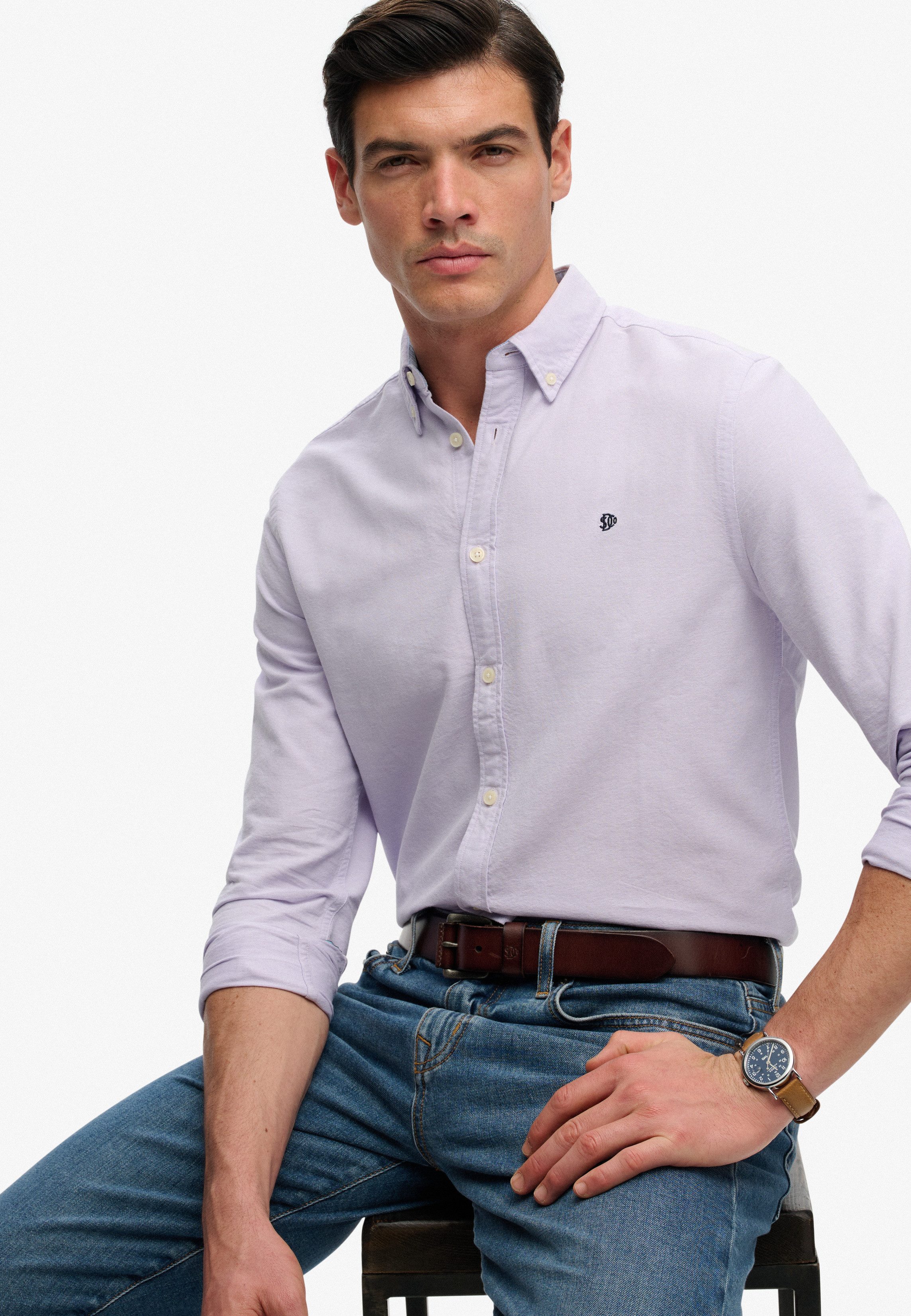 Superdry Langarmhemd PREPPY OXFORD L/S SHIRT Baumwolle, regular fit