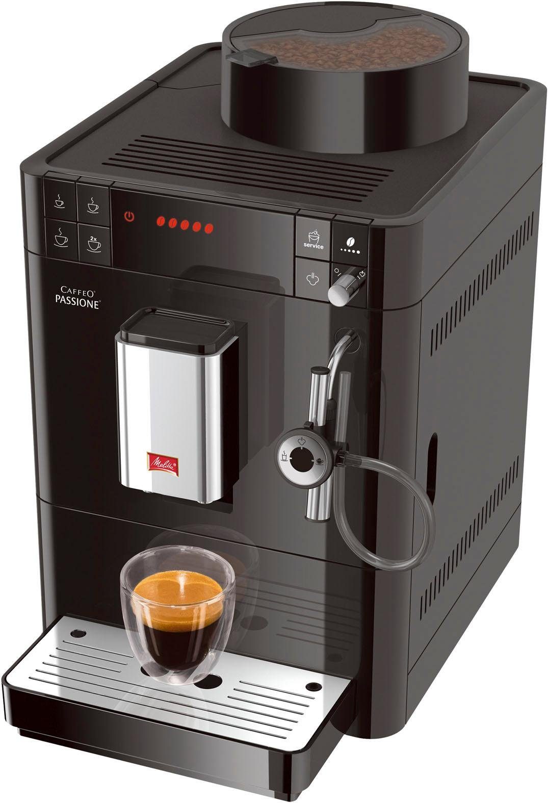 für gemahlen, Tassengenau & Melitta Passione® Service-Taste Entkalkung F53/0-102 frisch Kaffeevollautomat schwarz,