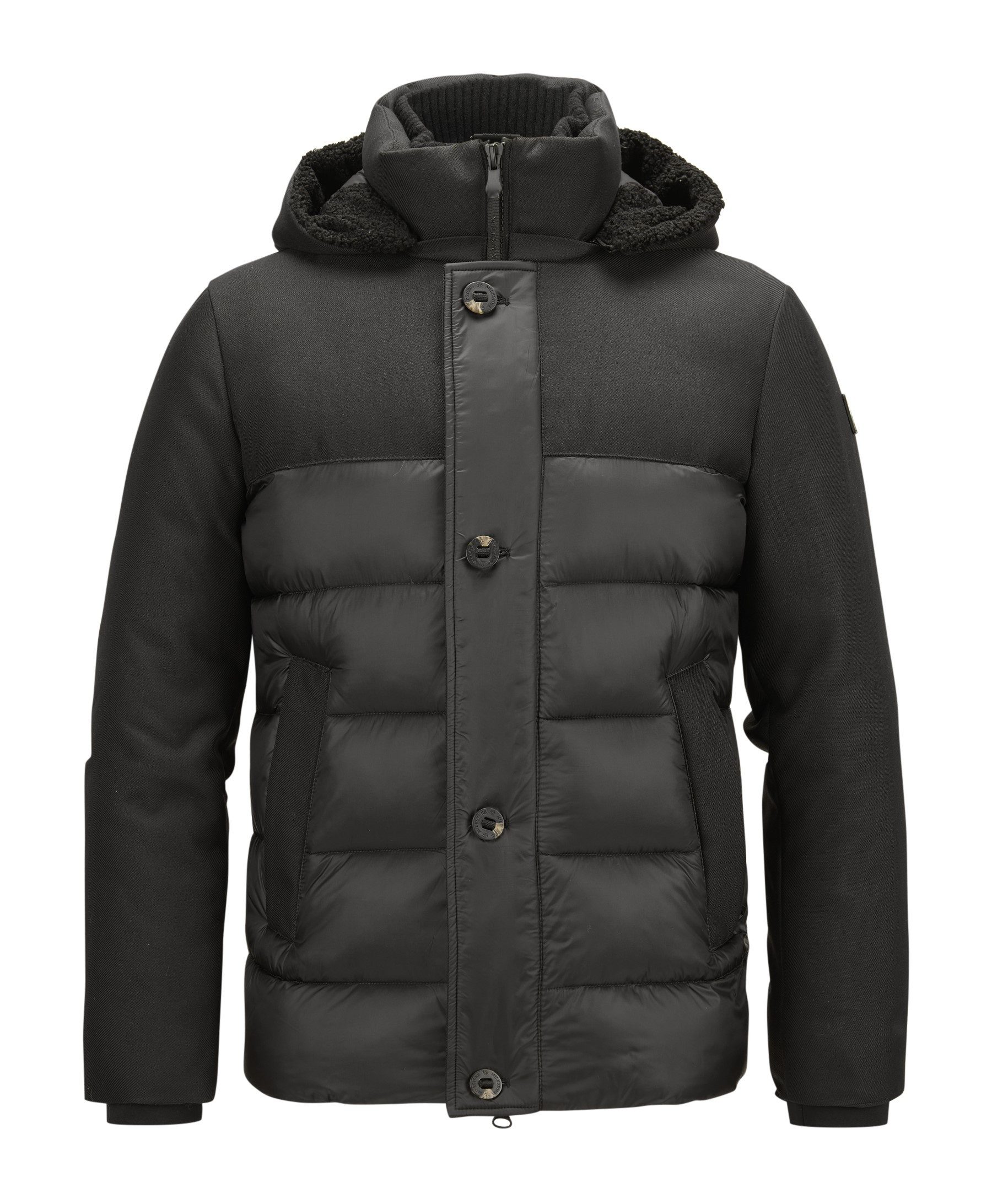 Milestone Steppjacke MSBrooklyn Materialmix in Wolloptik mit abnehmbarer Kapuze