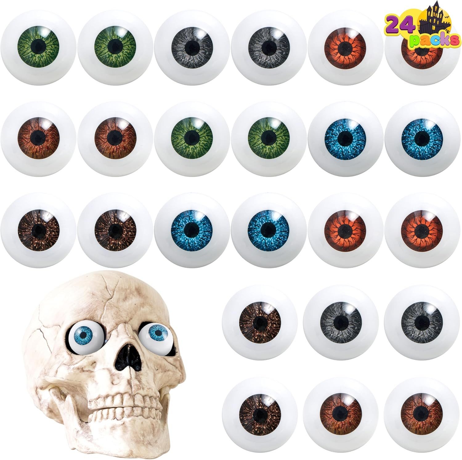 JOYIN Monster-Kostüm JOYIN 24 Halloween Augen, 12 Paar Kunststoff Augäpfel für Party Deko