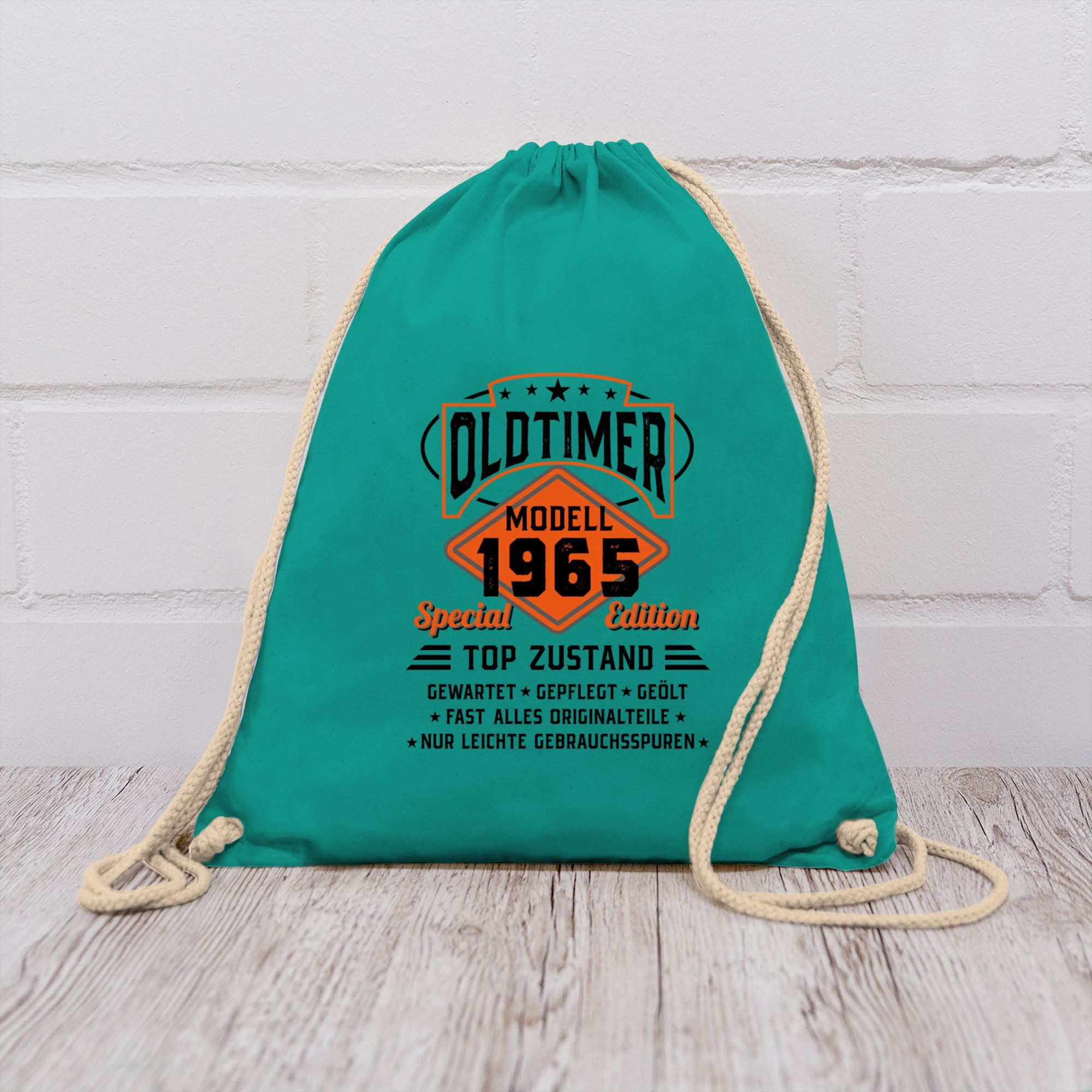 Shirtracer Turnbeutel Oldtimer Modell 1965 - schwarz, 60. Geburtstag