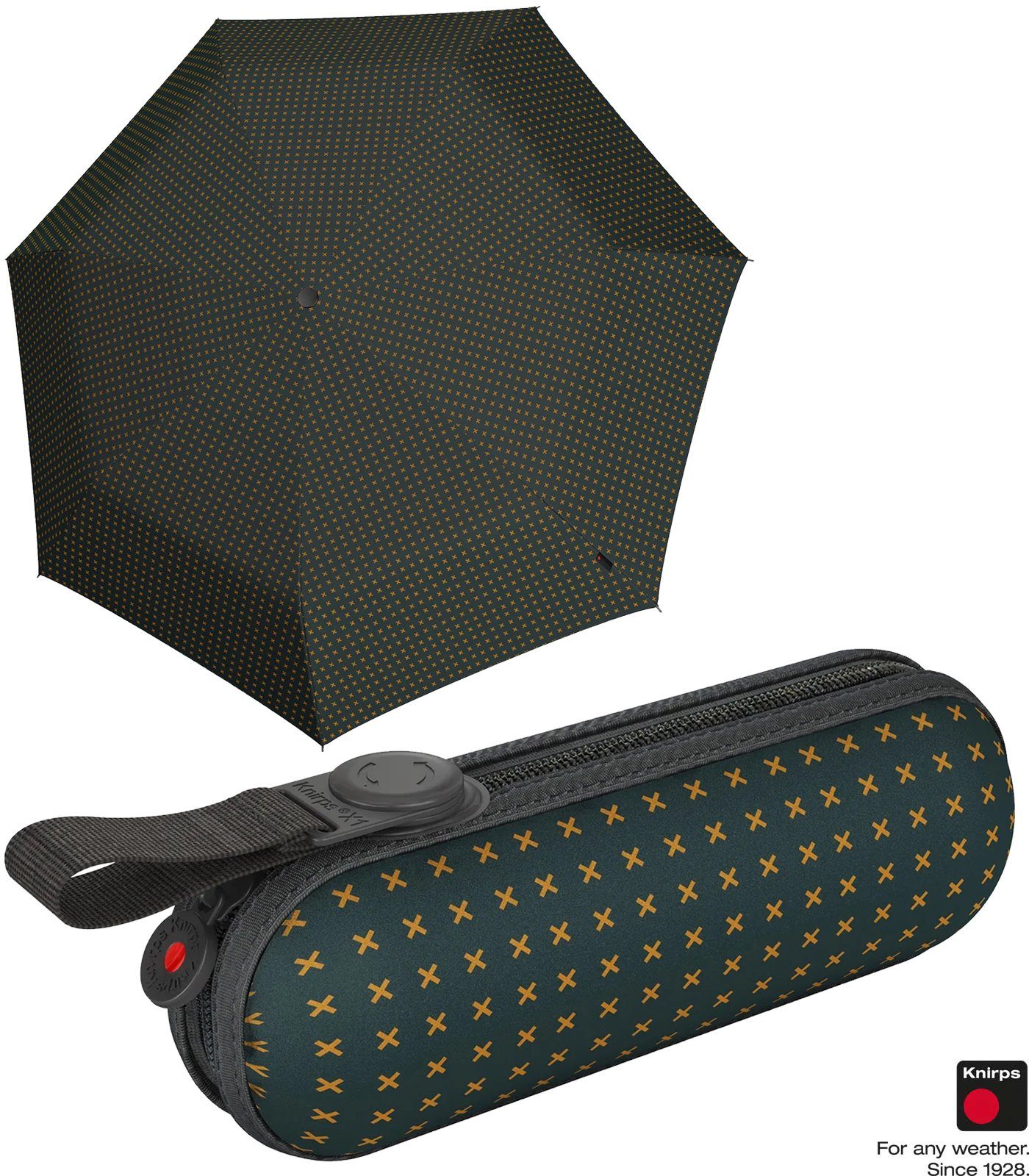 Knirps® Taschenregenschirm X1 Super Mini mit ecorepel-Technologie - 2Cross, der kleine, leichte, kompakte Begleiter grün