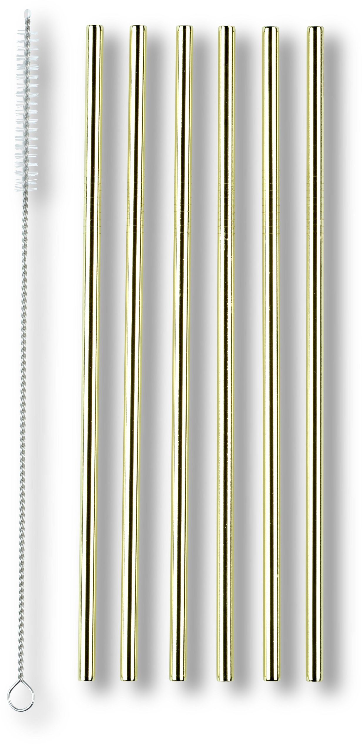 ECHTWERK Trinkhalme, (Set, 6-tlg), Strohhalm-Set, Cocktail Zubehör, Edelstahl, inkl. Reinigungsbürste