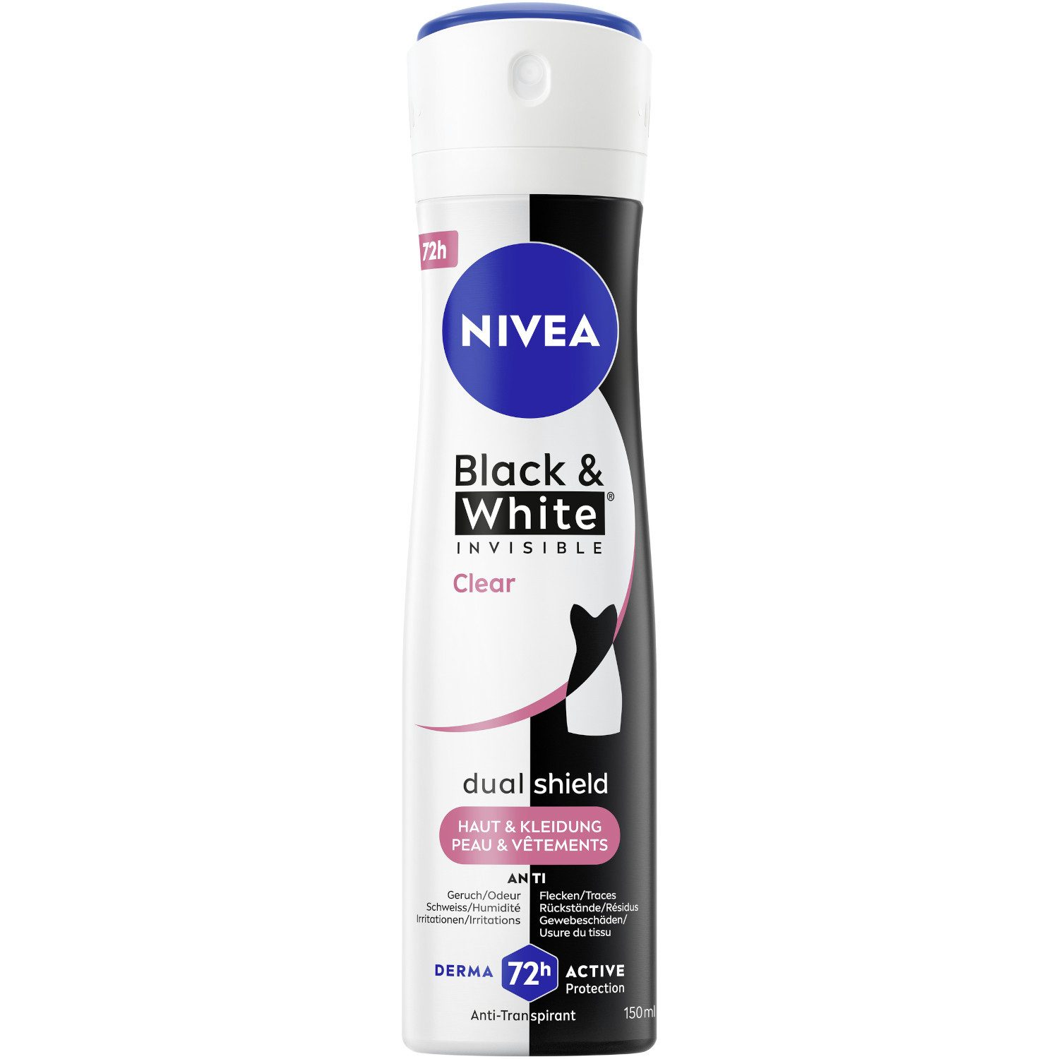 Nivea Deo-Spray Deodorant Black & White Invisible Clear Deo Spray 6 x 150ml, 6-tlg.