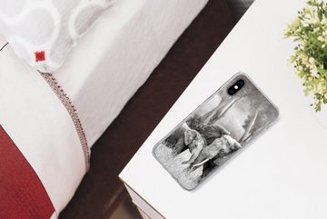 MuchoWow Handyhülle Elefant - Tiere - Natur - Schwarz und weiß, Handyhülle Apple iPhone Xs, Smartphone-Bumper, Print, Handy