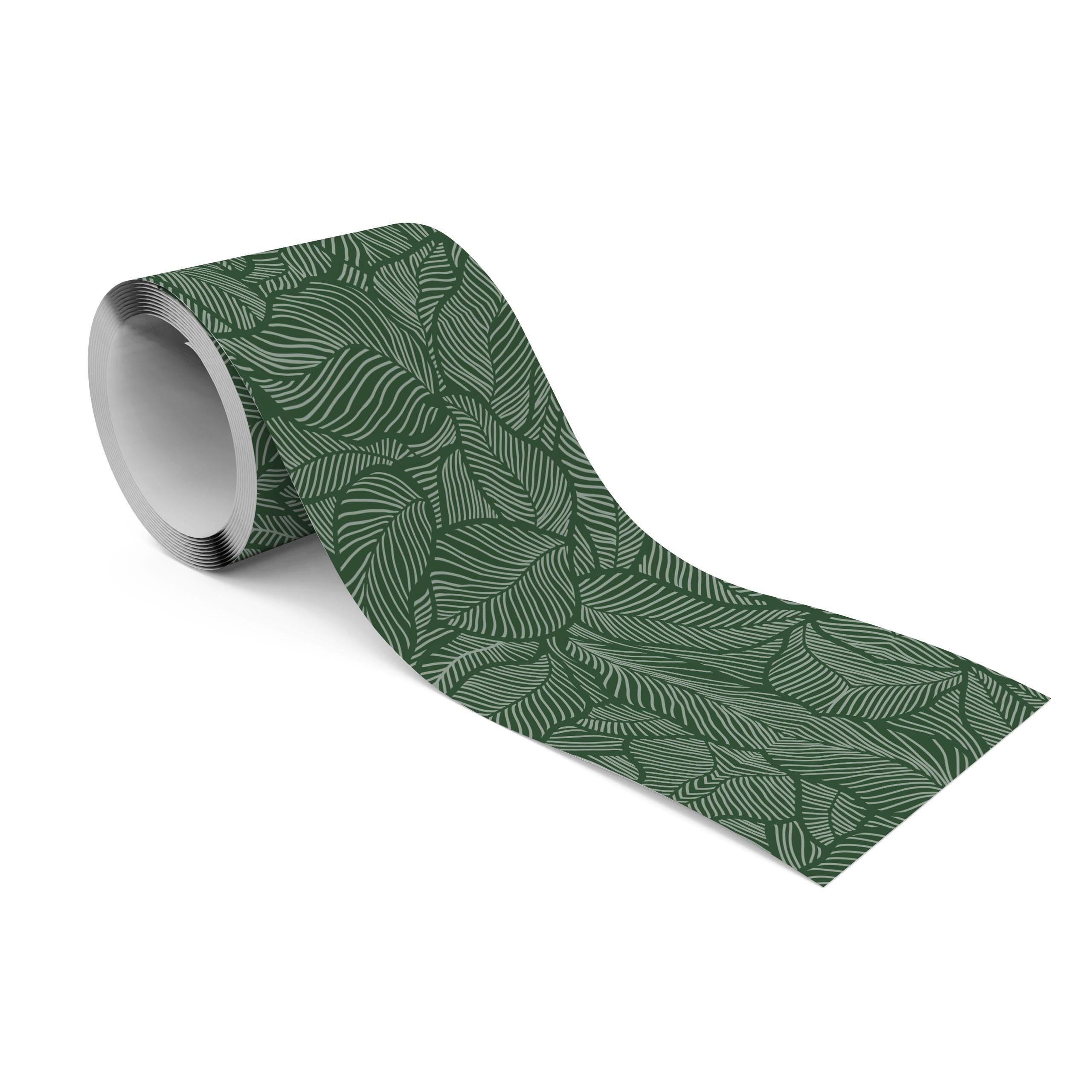 Muralo Bordüre Wandbordüre selbstklebend Blätter – Tapetenbordüre Wohnzimmer, bedruckt, Grüne Blätter, 10 x 300 cm, abriebfest, abwischbar
