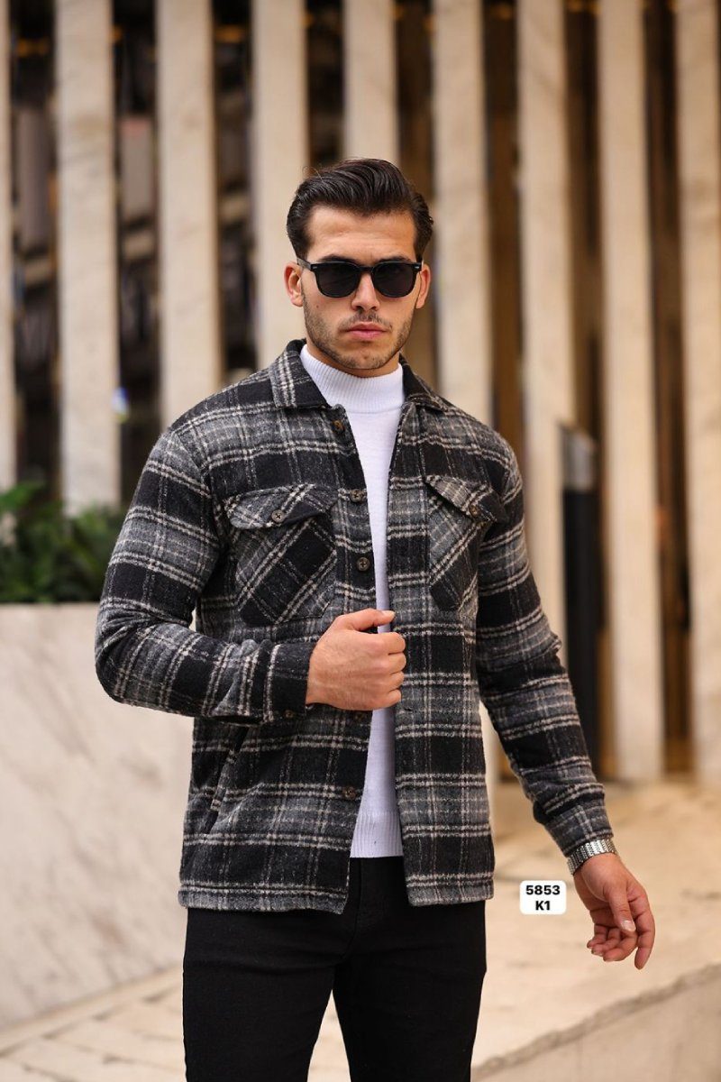 Megaman Jeans Flanellhemd Herren Holzfällerhemd Flanellhemd Kariert Freizeithemd Jacke Slim Fit, Langarm, Kentkragen, Hemdjacke