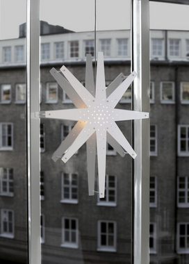 STAR TRADING LED Stern Holzstern Weihnachtsstern Leuchtstern hängend 60cm mit Kabel weiß