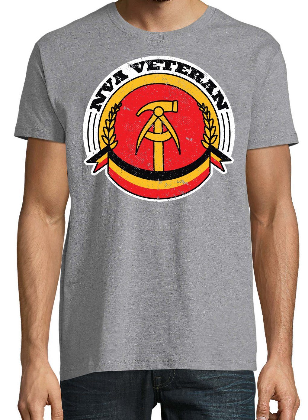 Frontprint mit trendigem Herren Designz Veteran T-Shirt Shirt NVA Youth Grau