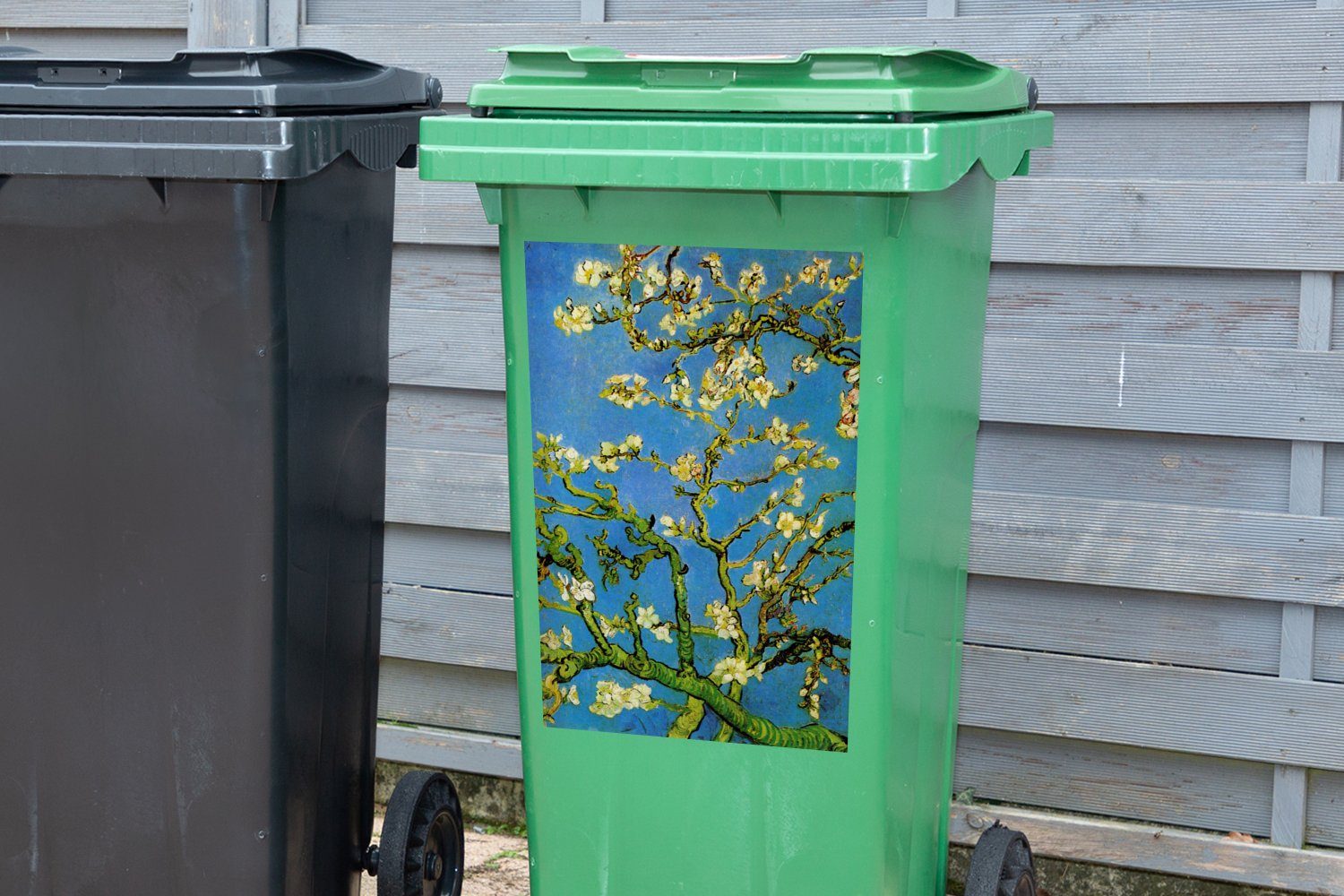 Mandelblüte Abfalbehälter St), Mülleimer-aufkleber, Wandsticker Gogh - Sticker, (1 Mülltonne, van MuchoWow Vincent Container,