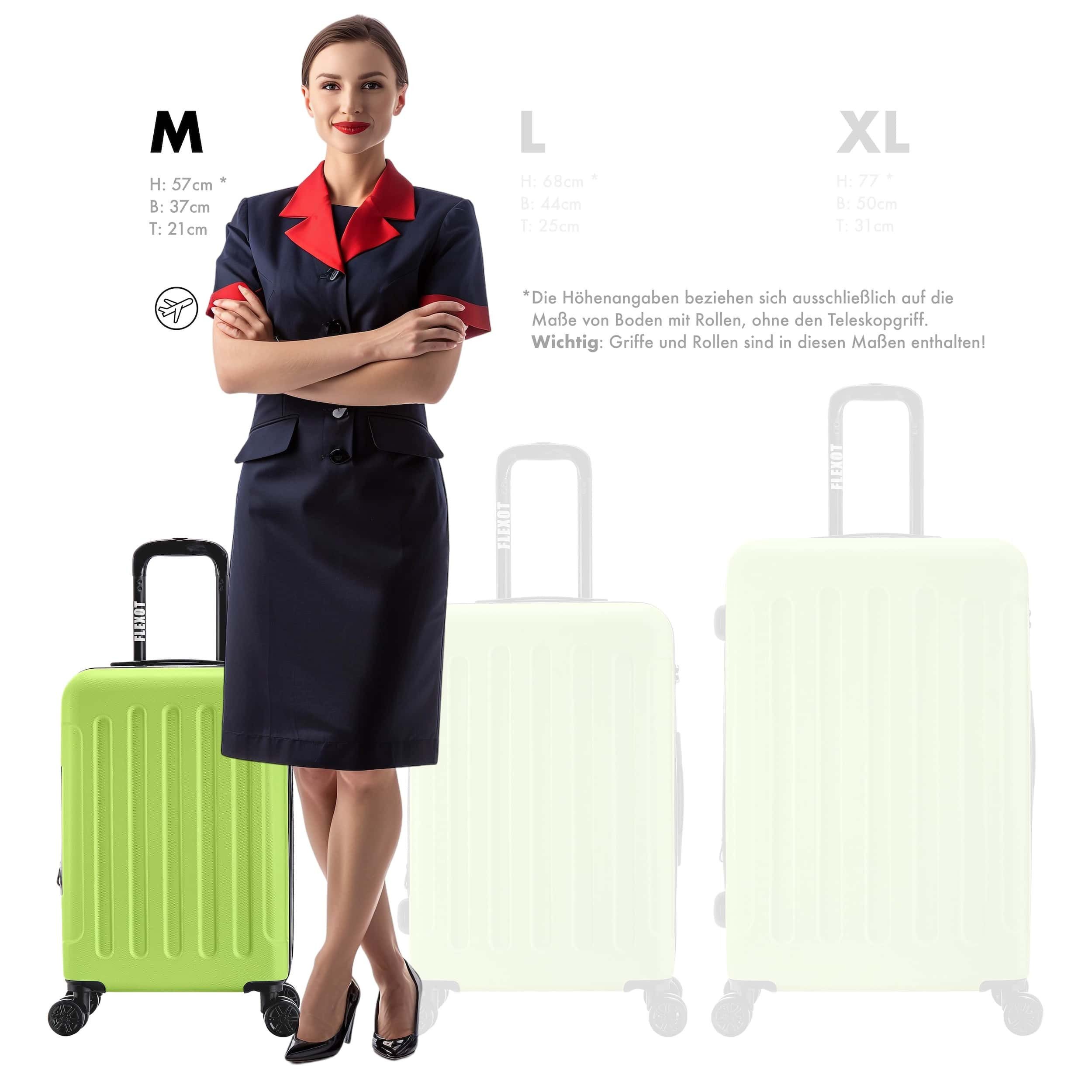 Flexot Hartschalen-Trolley F-3045 (Gr. M, L, XL) – Kofferset – ABS-Hartschale, 4 Rollen, Robuster und moderner Koffer mit vier 360° Rollen und Zahlenschloss – Bild 2 von 5