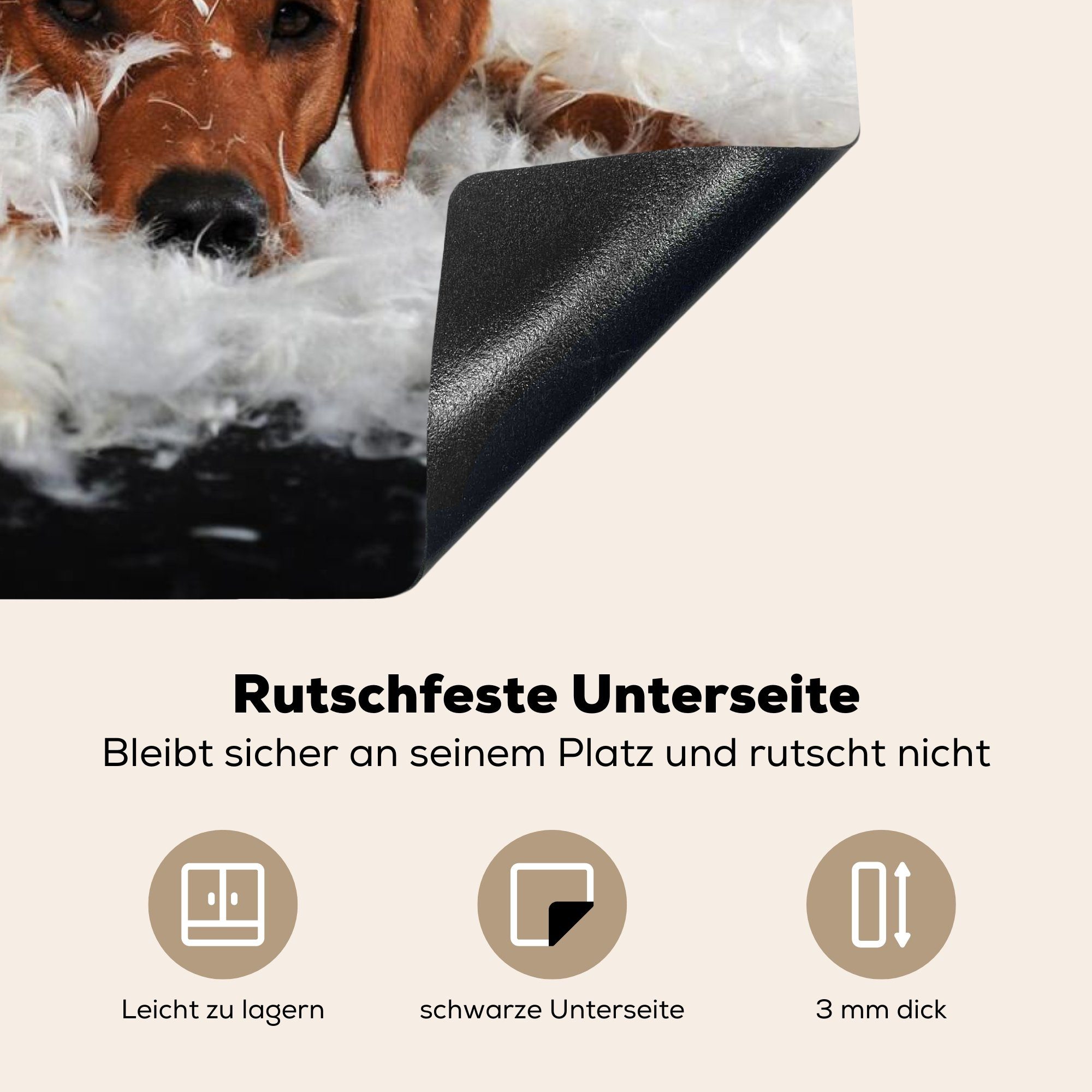 (1 cm, tlg), Federn, Versteckte Herdblende-/Abdeckplatte MuchoWow küche, die den für Schutz zwischen Vinyl, Ceranfeldabdeckung Induktionskochfeld Labradore 81x52