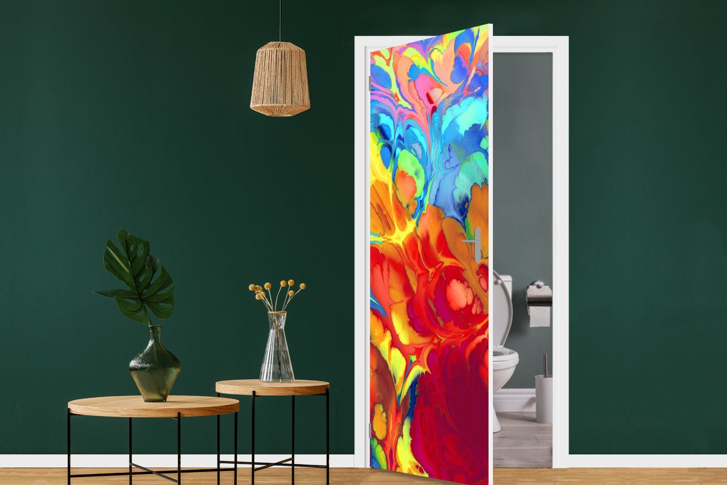 MuchoWow Türtapete Regenbogenfarben beigemischt, Matt, St), Tür, 75x205 bedruckt, Türaufkleber, (1 für cm Fototapete