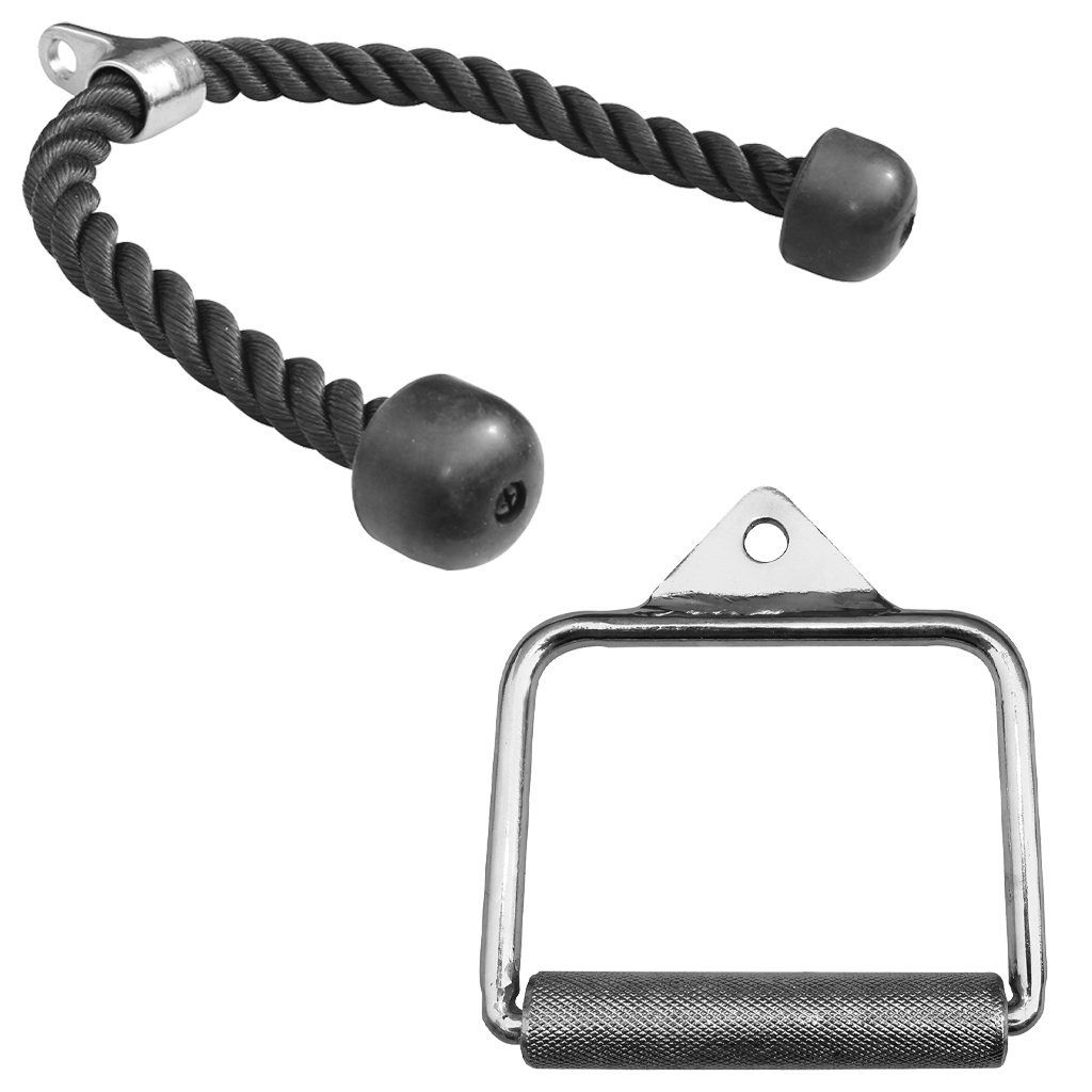 Sporttrend 24 Trainingshilfe Seilzug Set - Einhandgriff kurz + Trizeps Seil