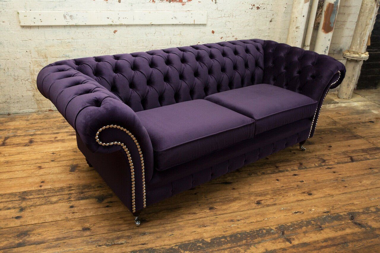 3 cm Design Couch Sofa JVmoebel Chesterfield Sitzer 225 Chesterfield-Sofa,