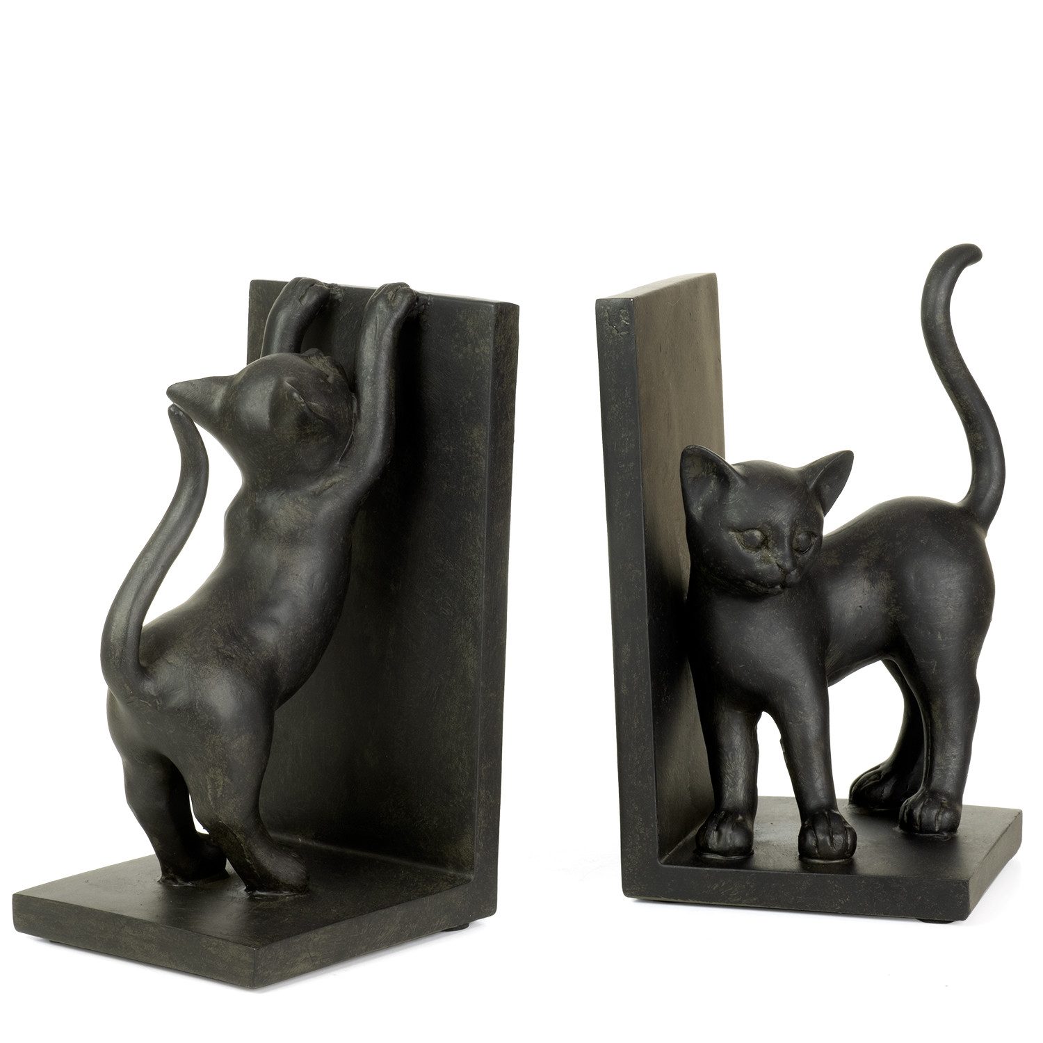 Moritz Buchstütze 2 er Set Katzen Schwarz 22 x 12 x 11 cm, Подставки для книг Halter für Regal Buchständer Подставки для книг Katzenmotiv