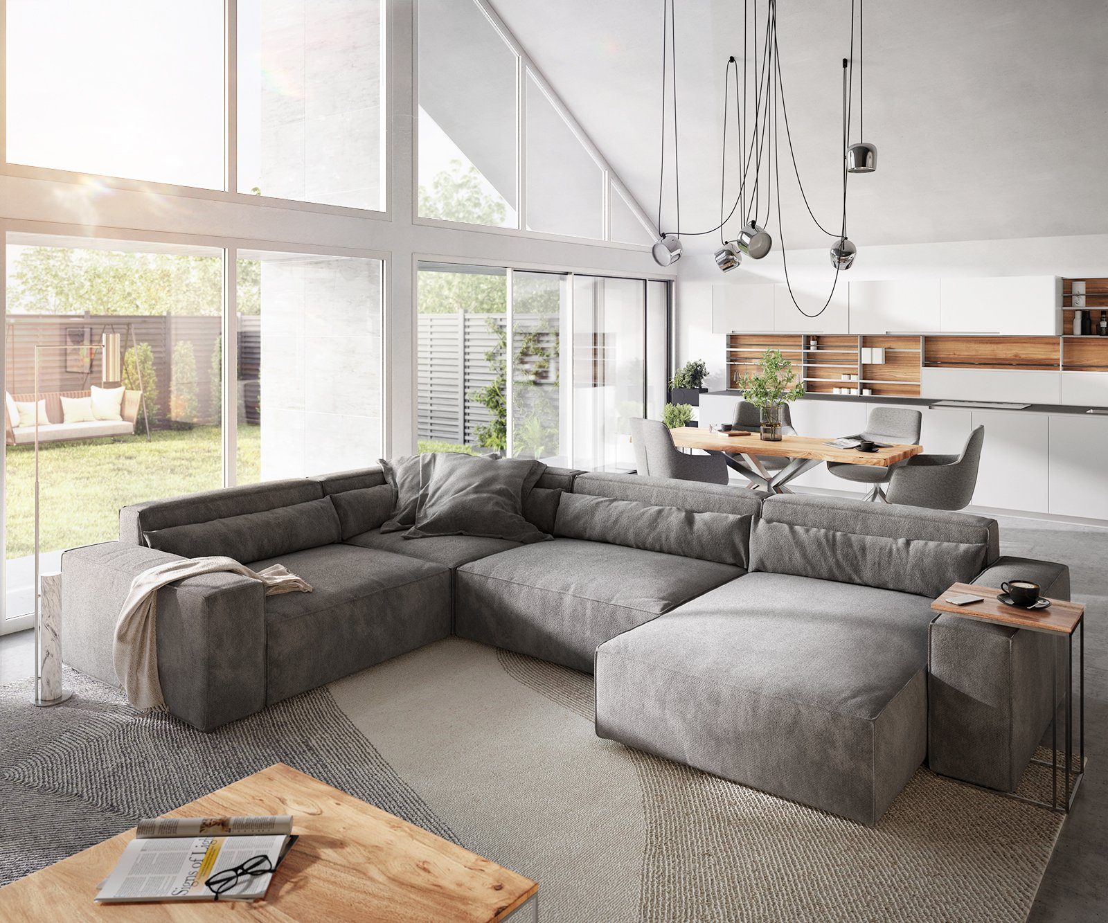 DELIFE Wohnlandschaft Sirpio, XL Mikrofaser Taupe günstig online kaufen